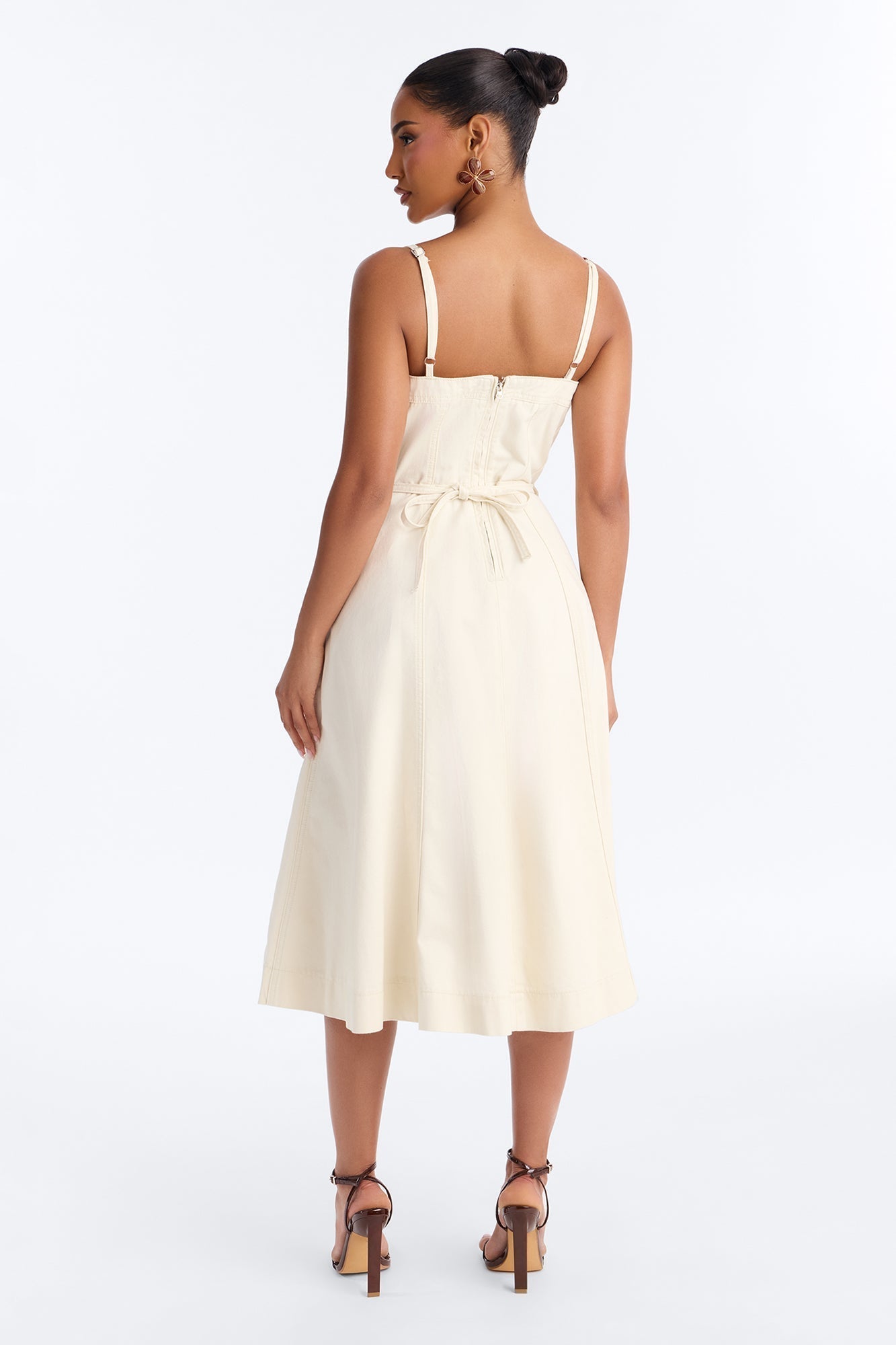 Sweet Chick Denim Midi Dress - White