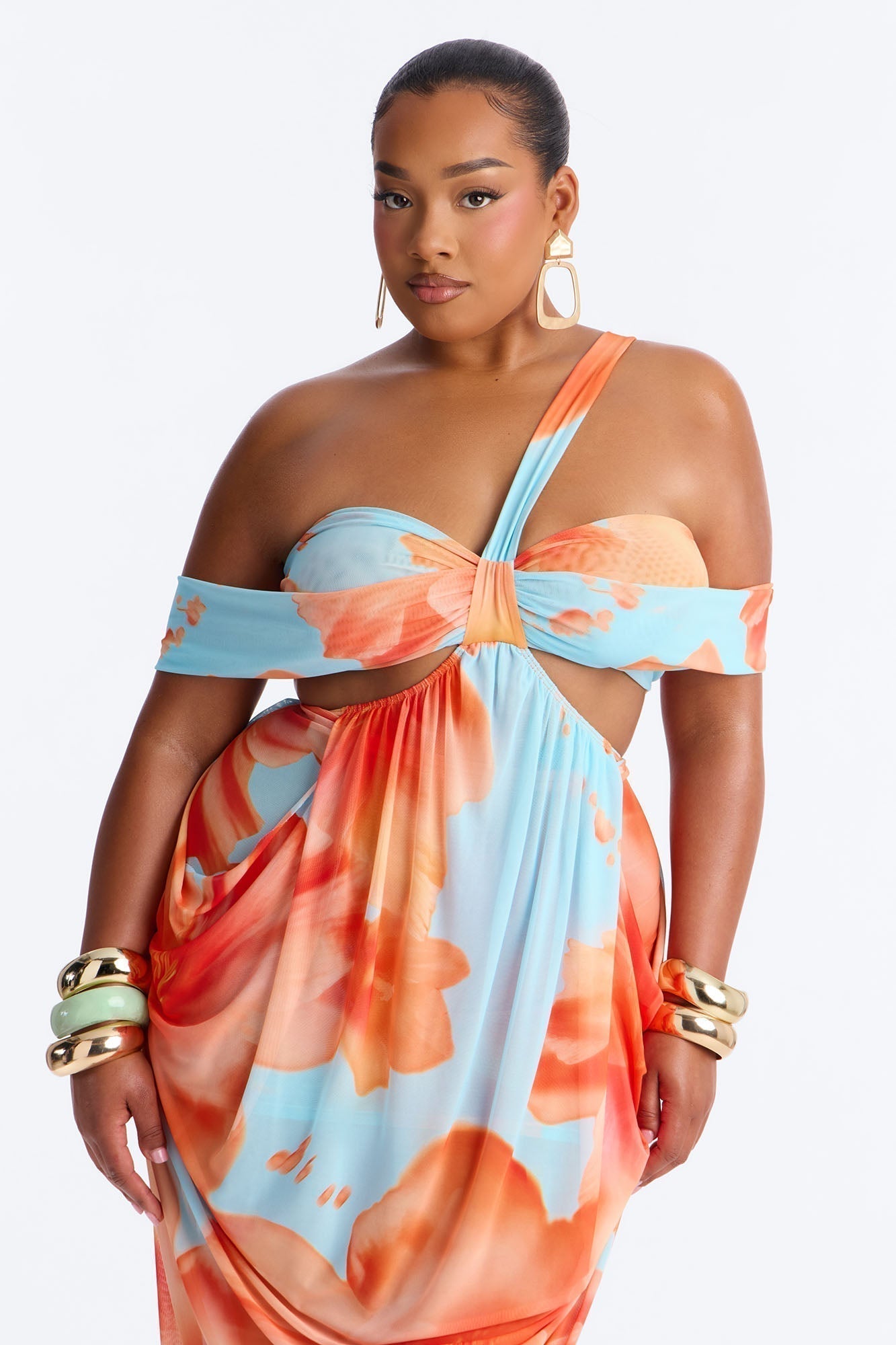 She Gets Her Way Mesh Maxi Dress - Blue/combo