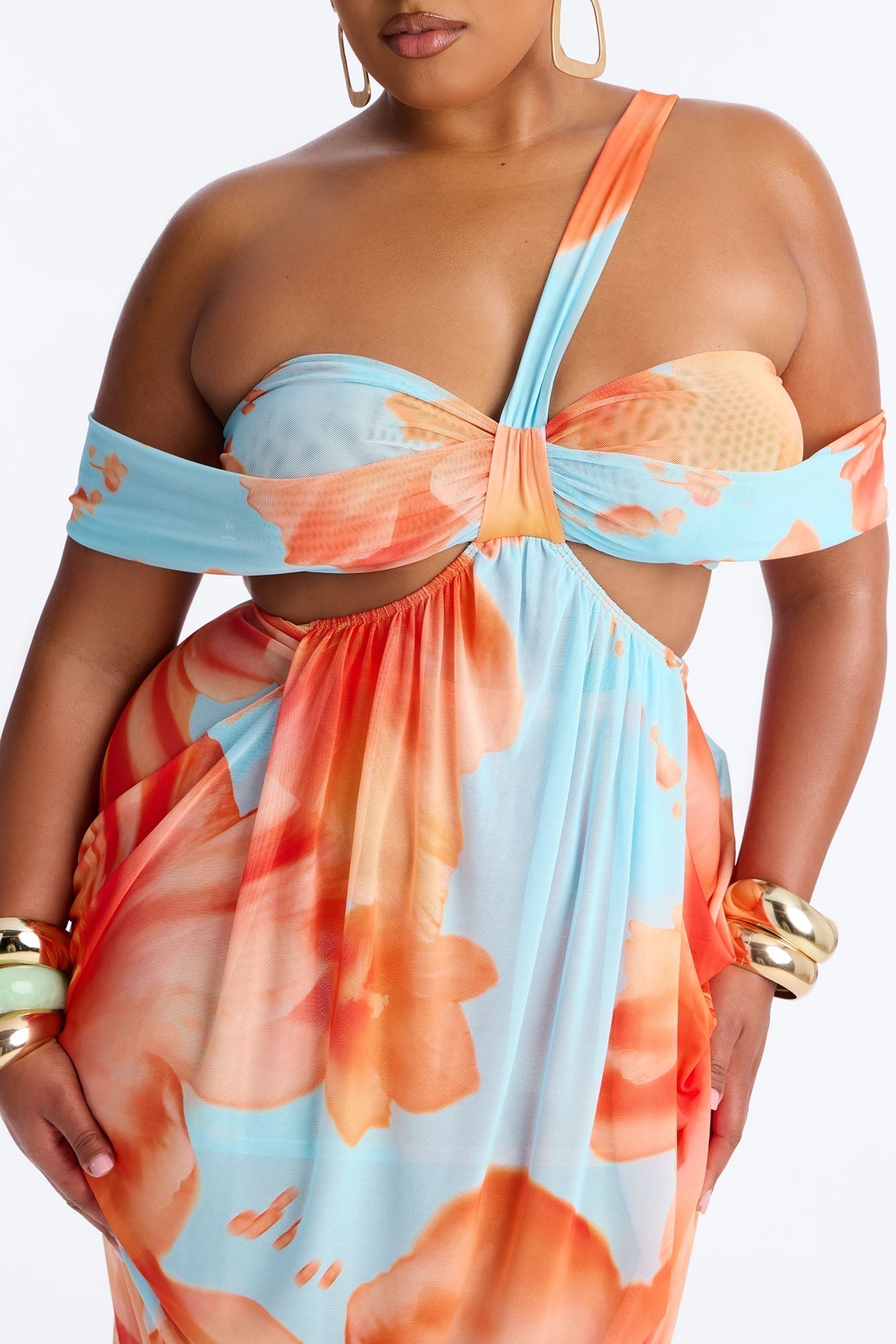 She Gets Her Way Mesh Maxi Dress - Blue/combo