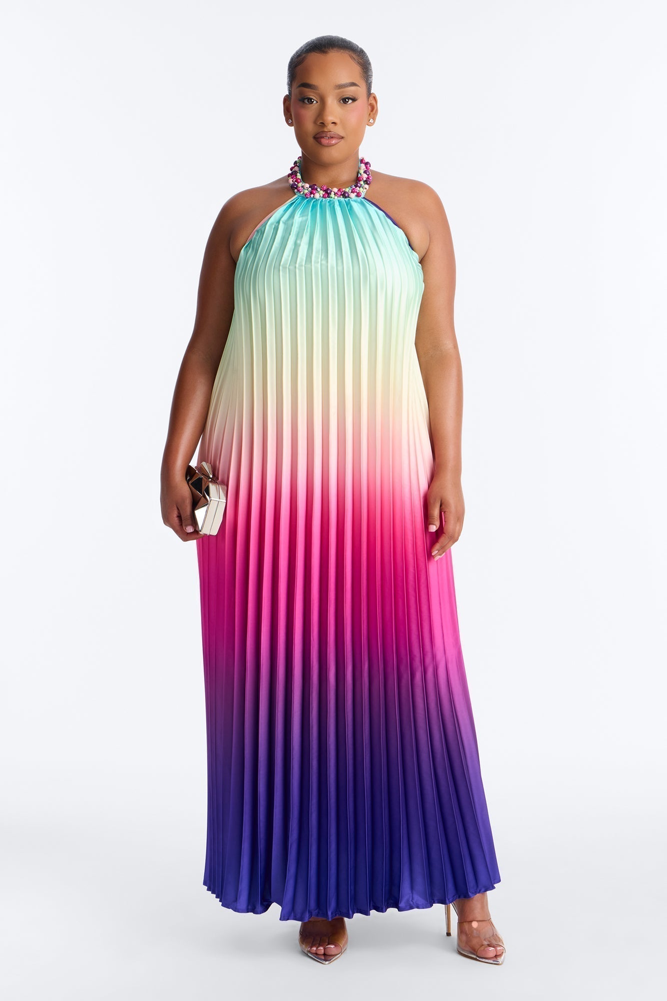 Silk Sunsets Pleated Maxi Dress - Multi Color