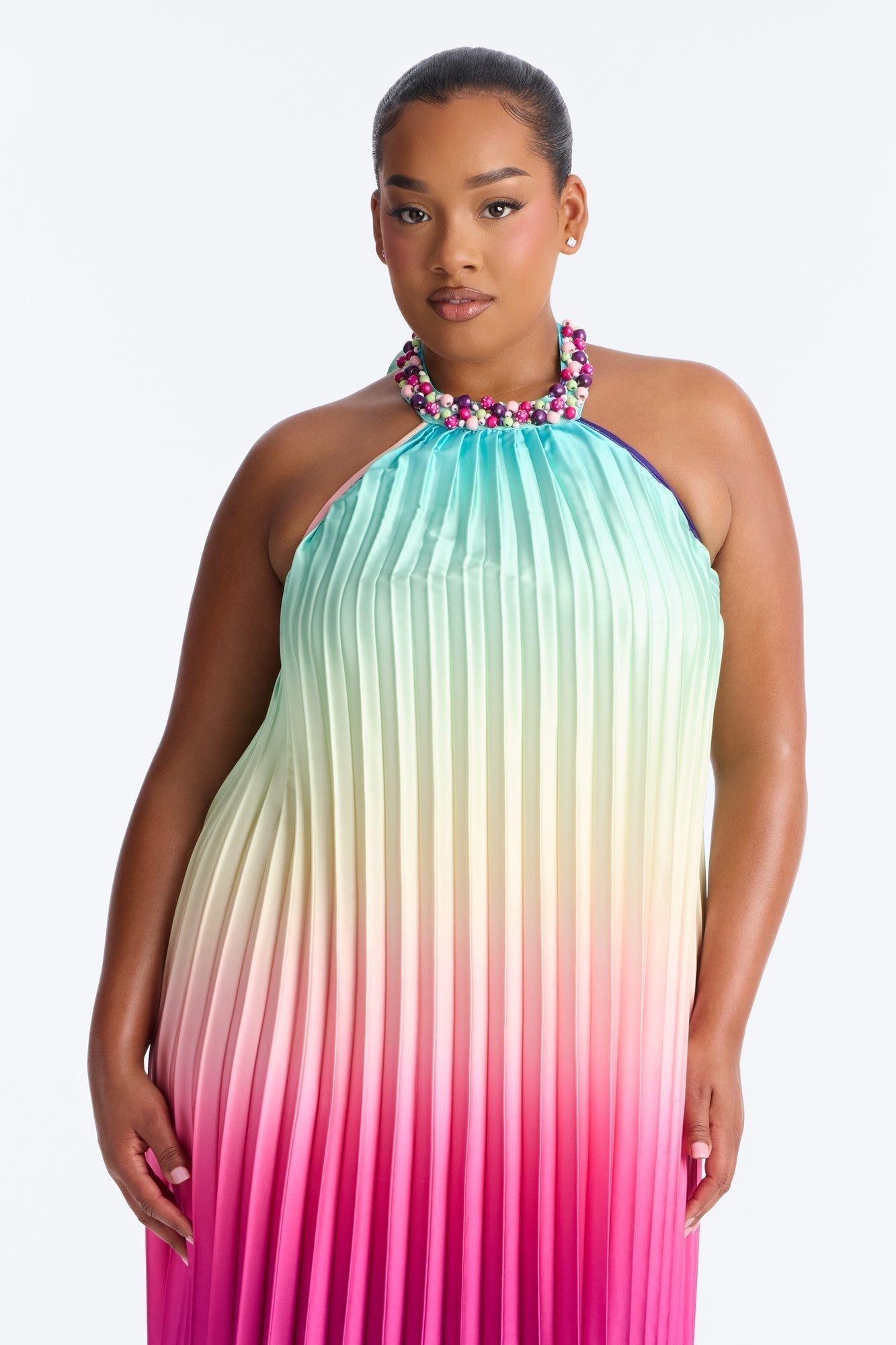Silk Sunsets Pleated Maxi Dress - Multi Color