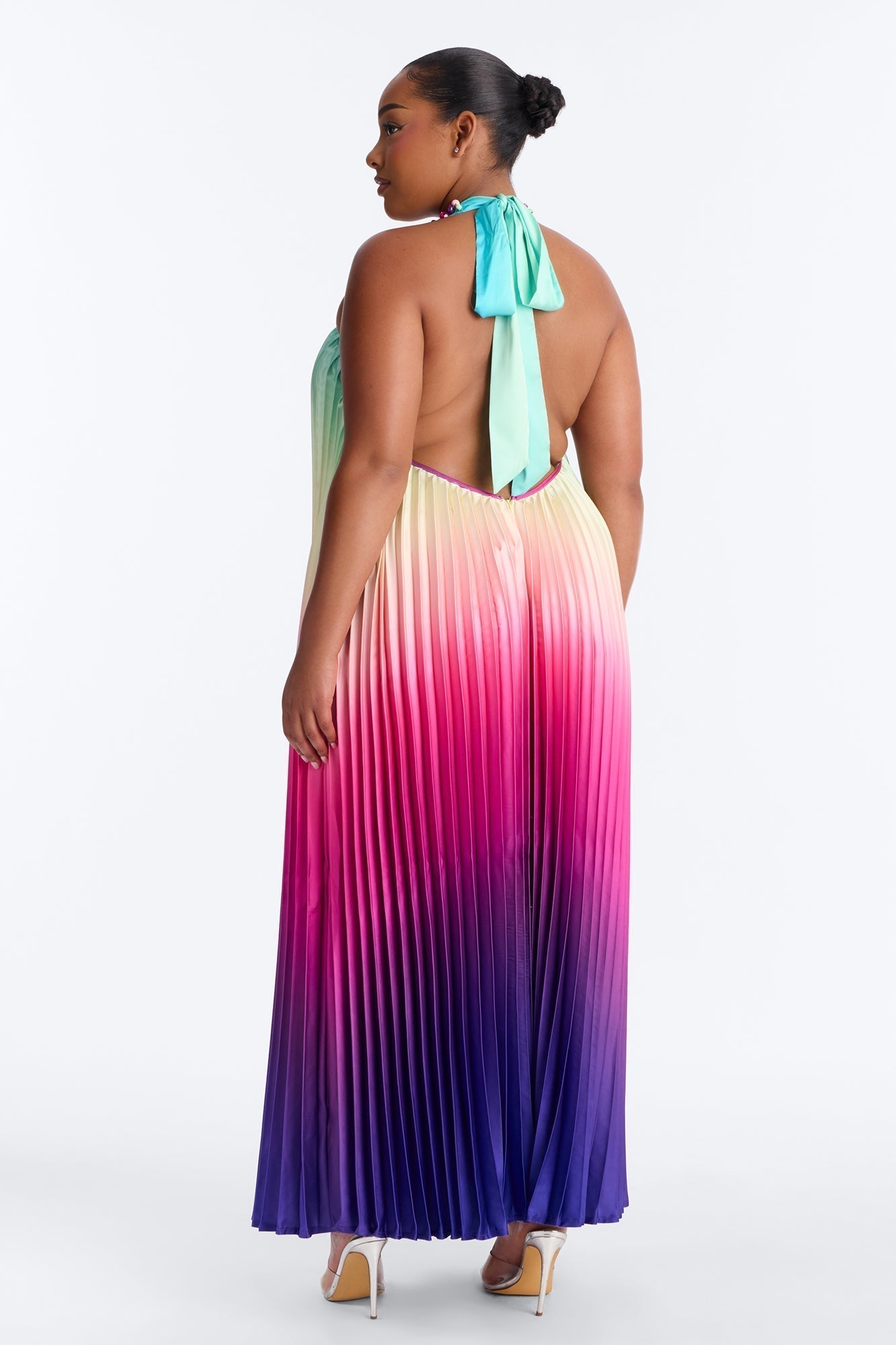 Silk Sunsets Pleated Maxi Dress - Multi Color
