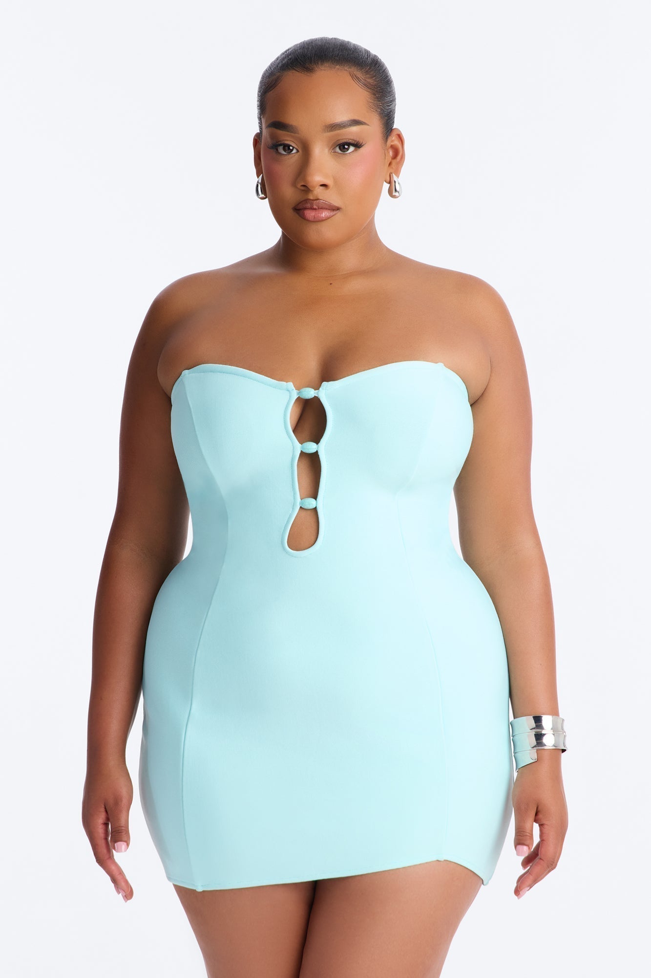 Bahama Mama Beaded Bandage Micro Mini Dress - Light Blue