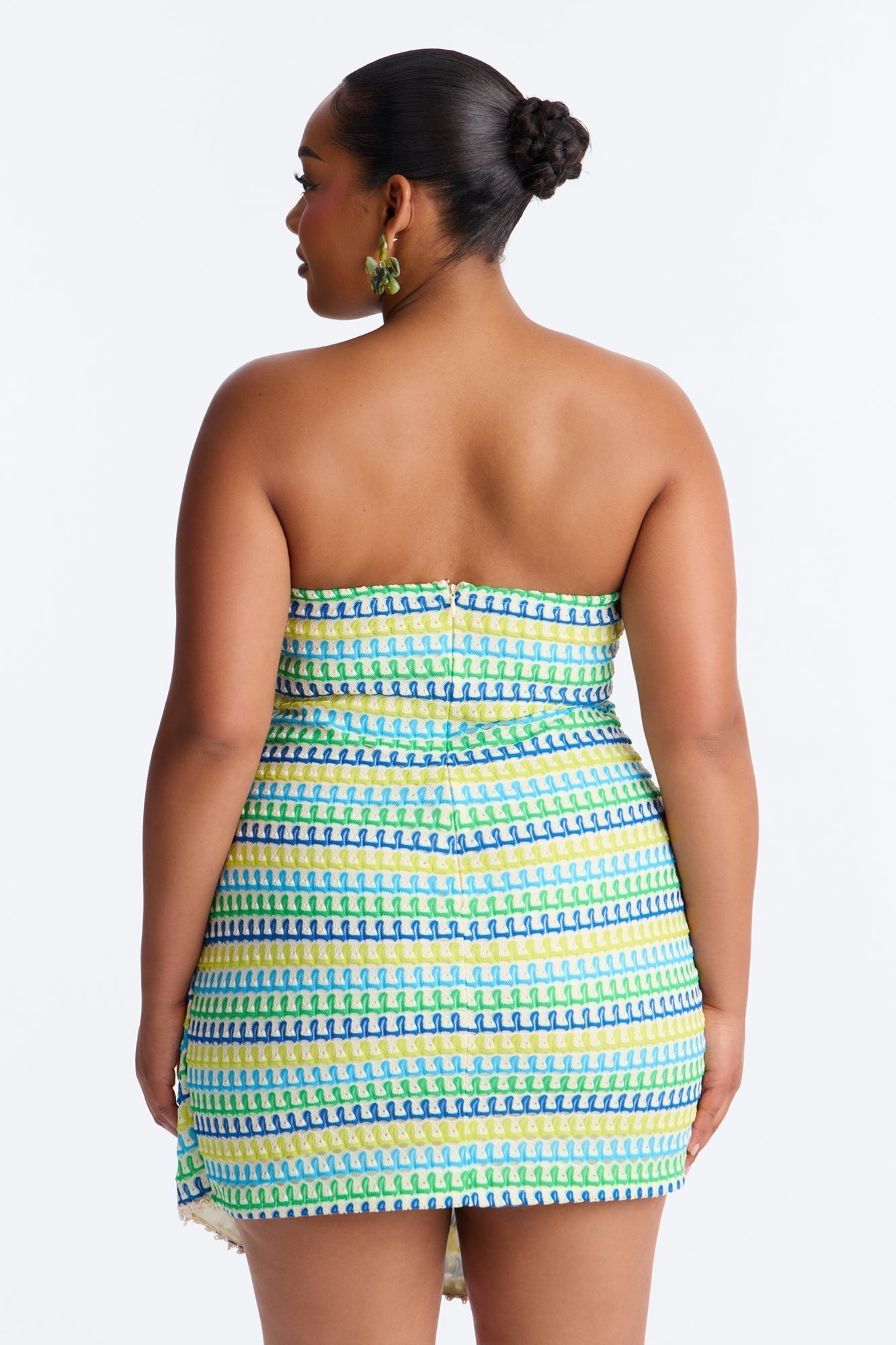 Capri Strapless Crochet Mini Dress - Blue/combo