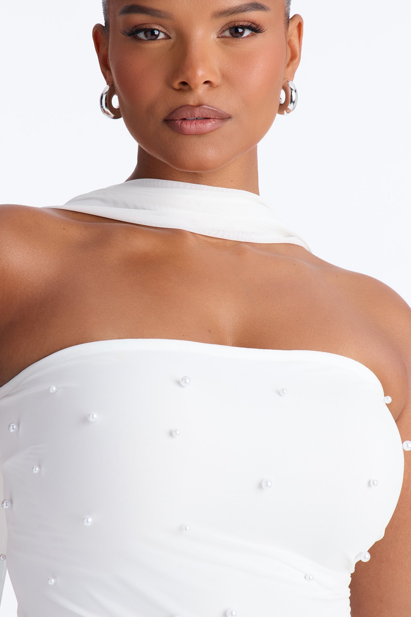 Astrid Strapless Mesh Mini Dress - White