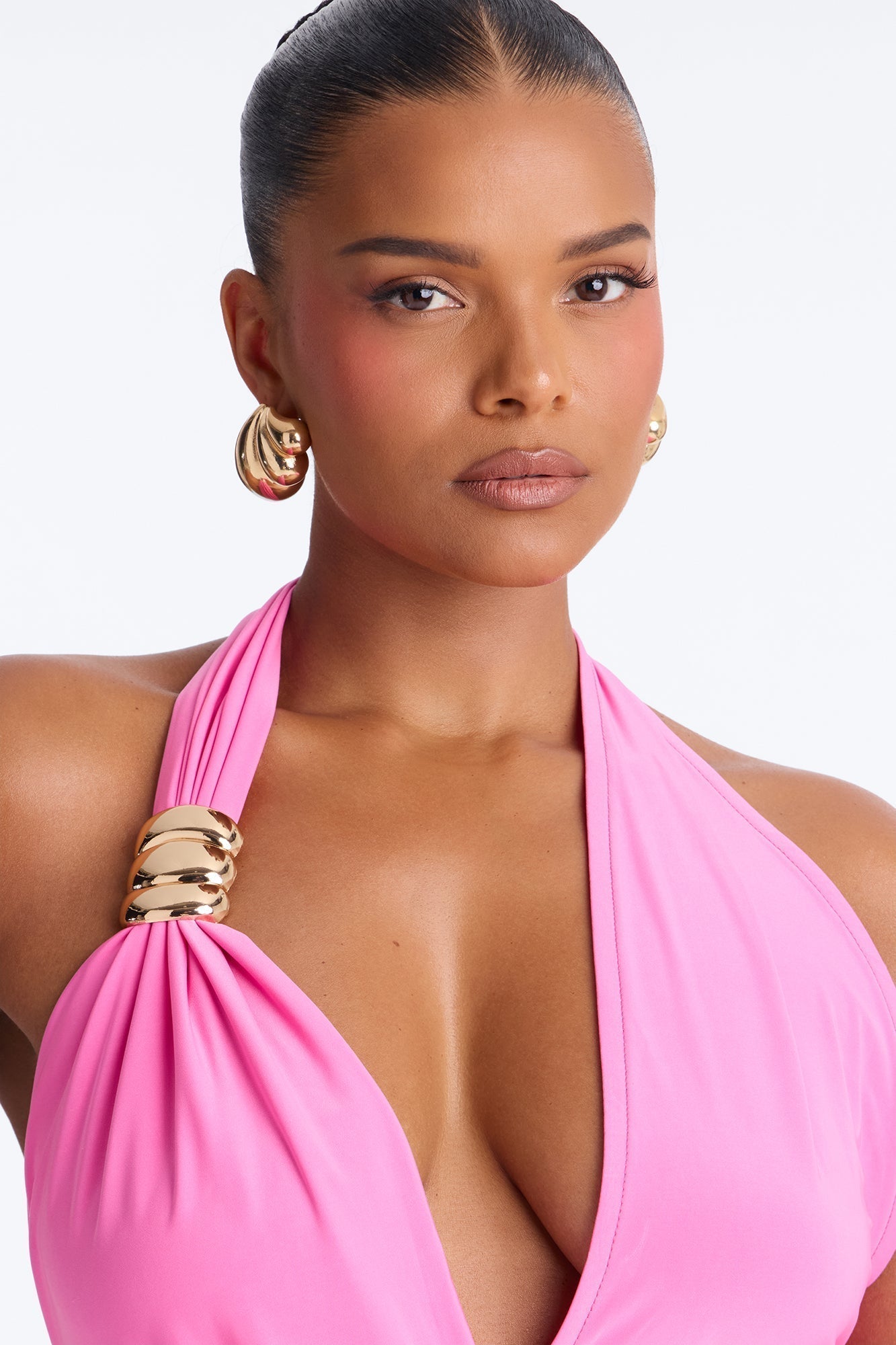Delia Halter Backless Maxi Dress - Pink