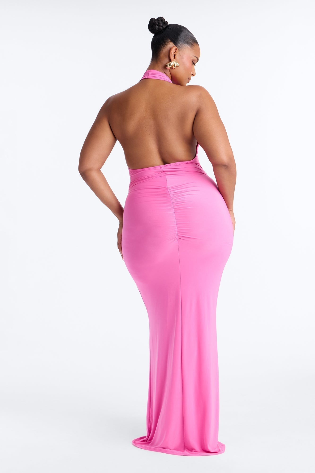 Delia Halter Backless Maxi Dress - Pink