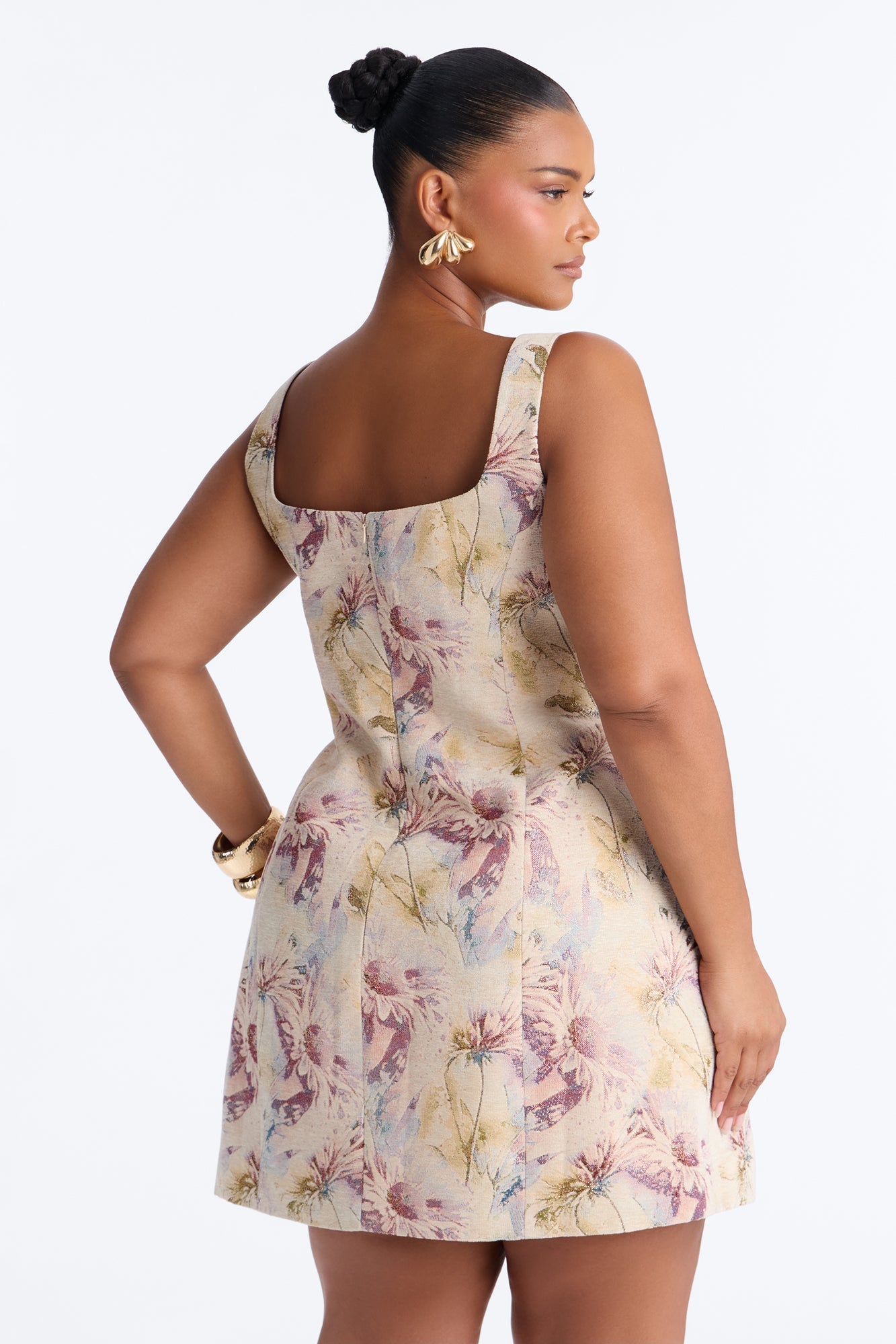 Noelle Floral Jacquard Mini Dress - Natural/Combo
