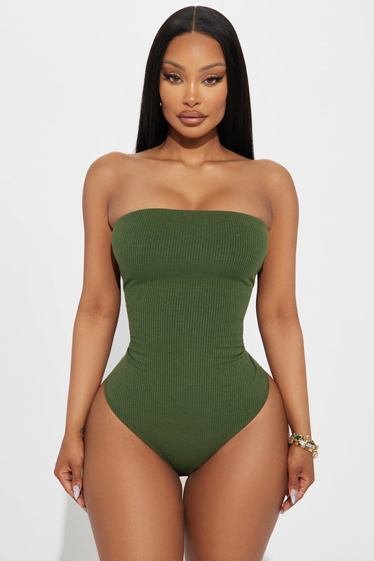 Demi Double Lined Tube Bodysuit - Olive