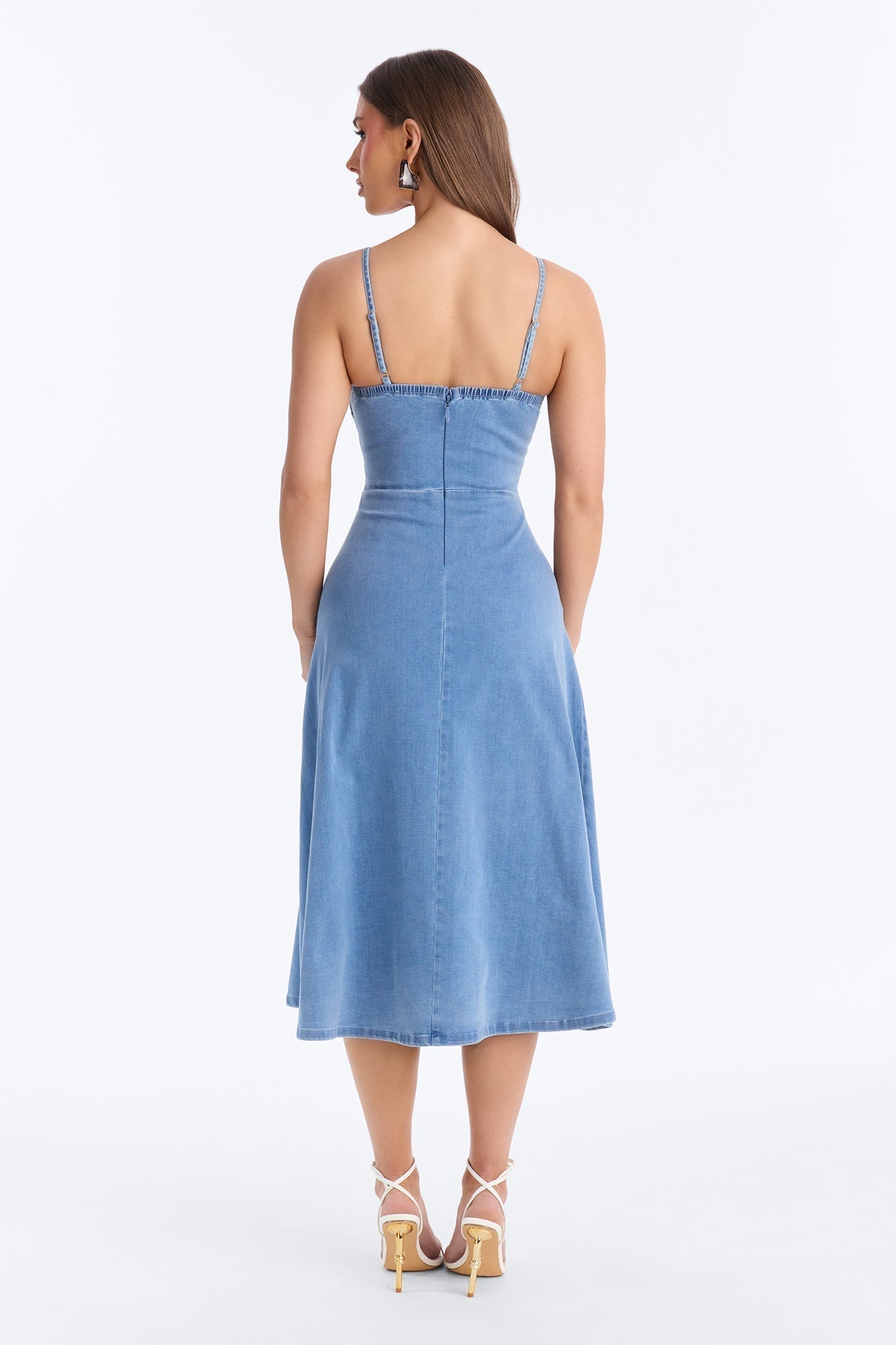 Ivy Twist Denim Midi Dress - Denim
