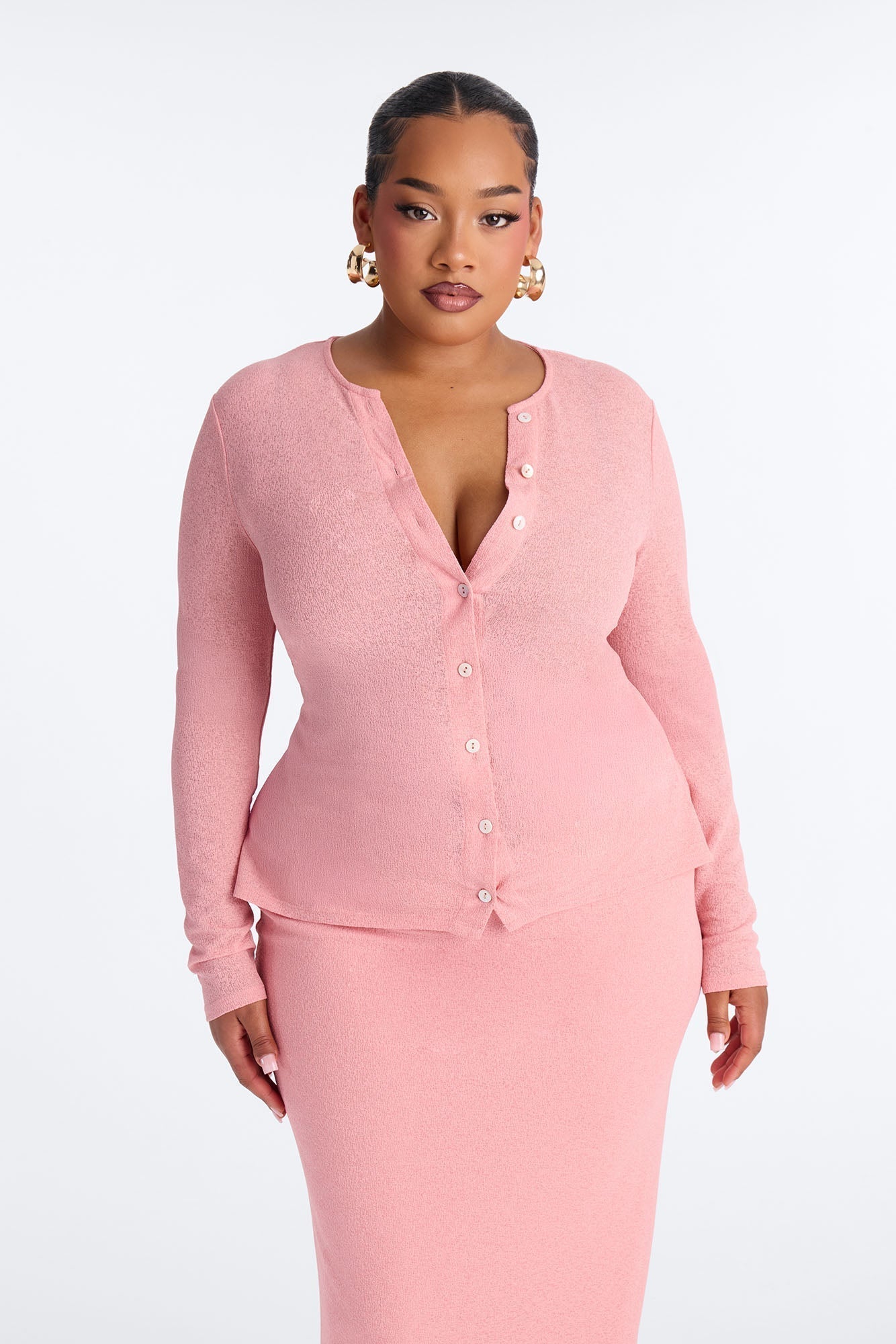 Sasha Button Up Maxi Dress - Pink