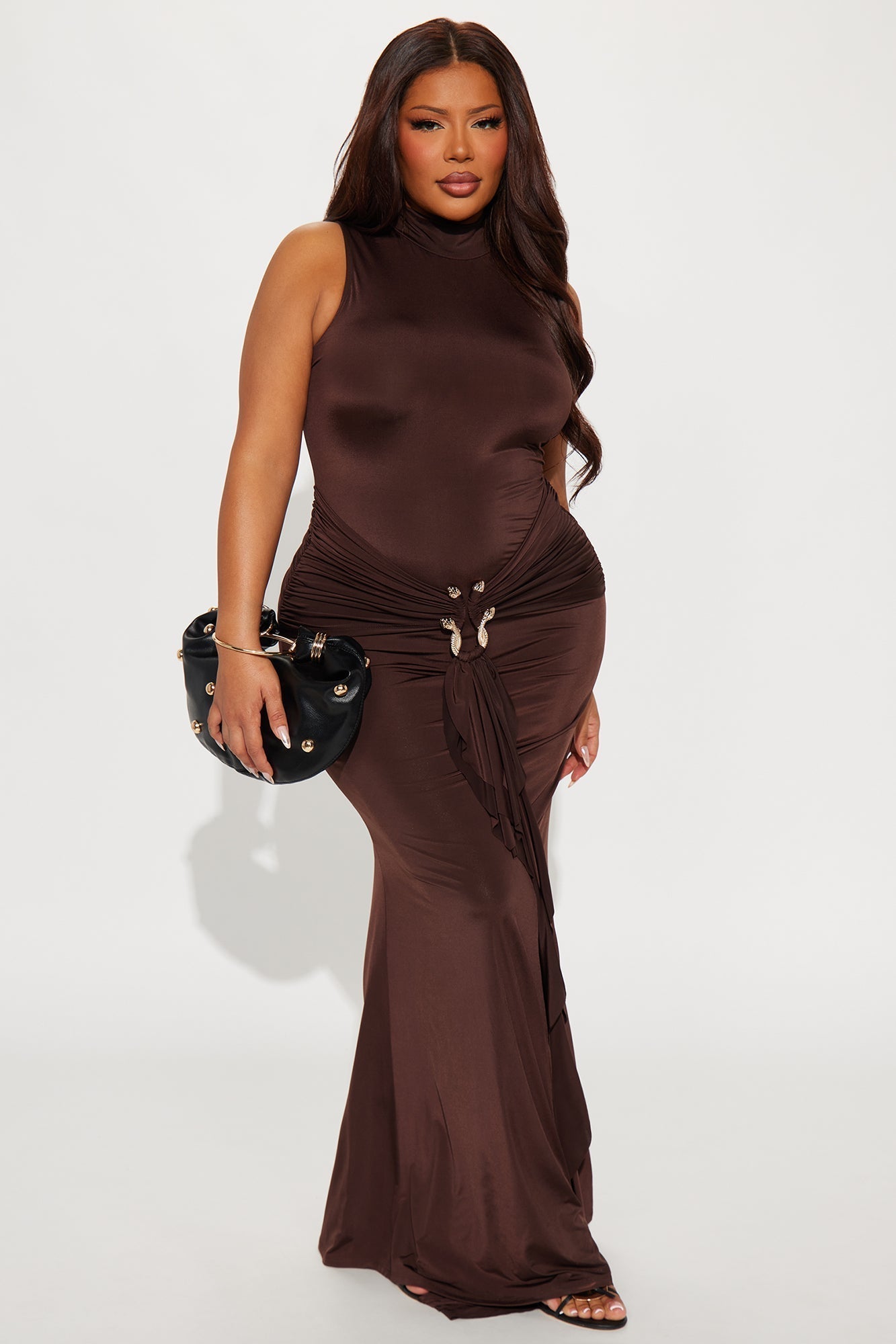 In The Moment Sleeveless Maxi Dress - Chocolate