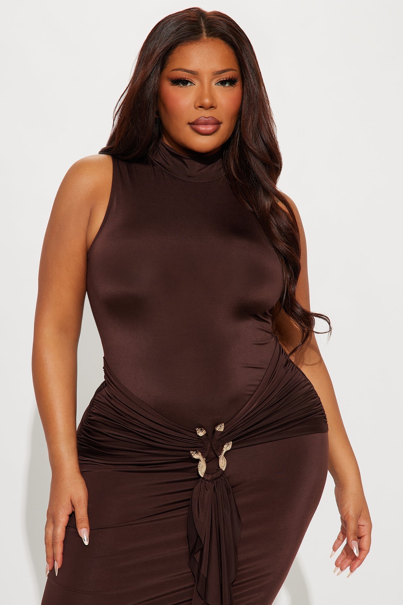 In The Moment Sleeveless Maxi Dress - Chocolate