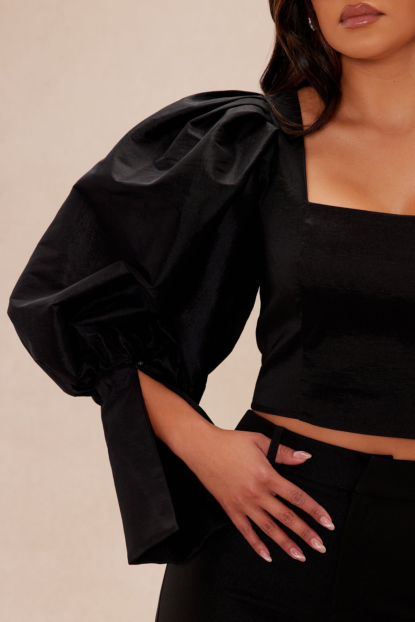 Patricia Puff Sleeve Blouse - Black