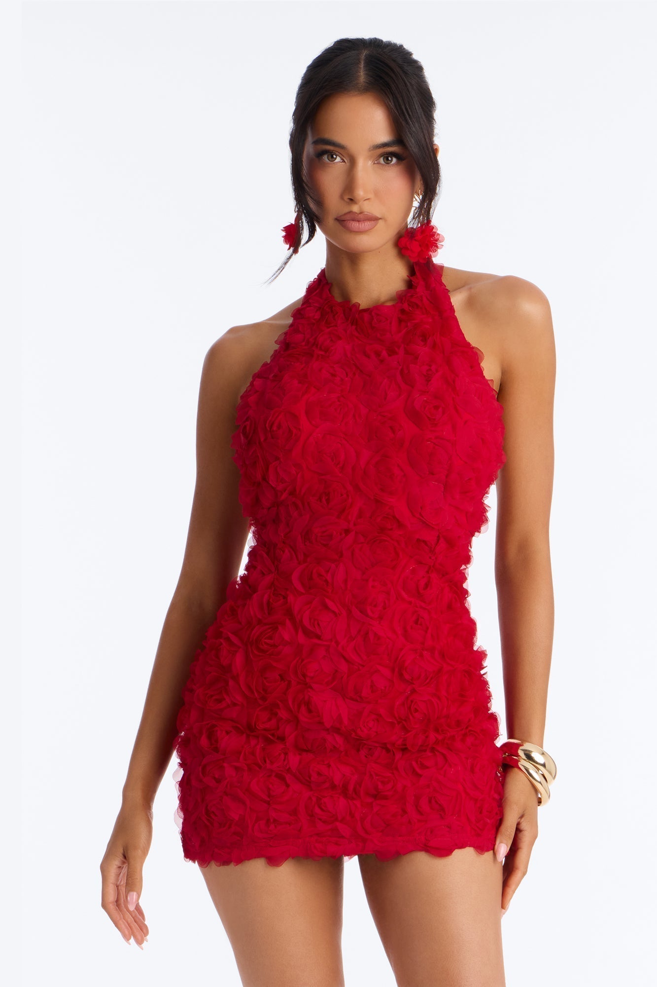 Dark Romance Sleeveless Mesh Mini Dress - Red