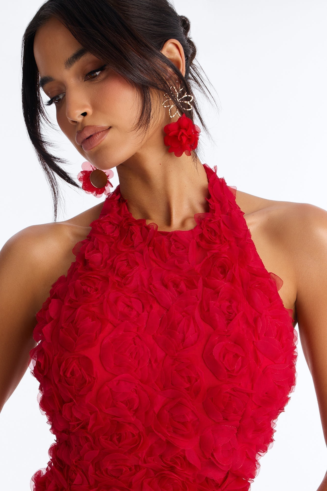 Dark Romance Sleeveless Mesh Mini Dress - Red