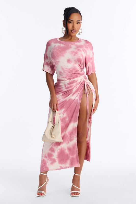 Tatum Tie Dye Maxi Dress - Pink/combo