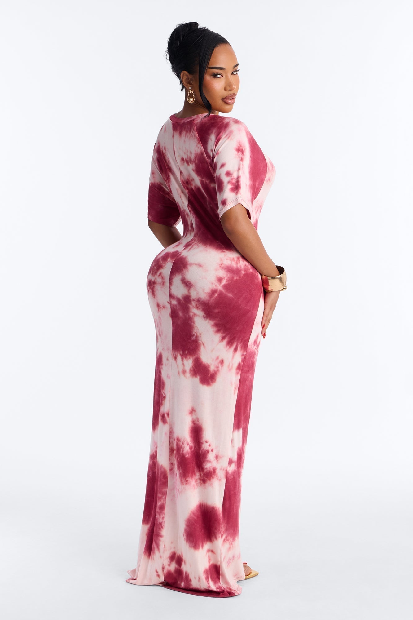 Leilani Tie Dye Maxi Dress - Burgundy/combo