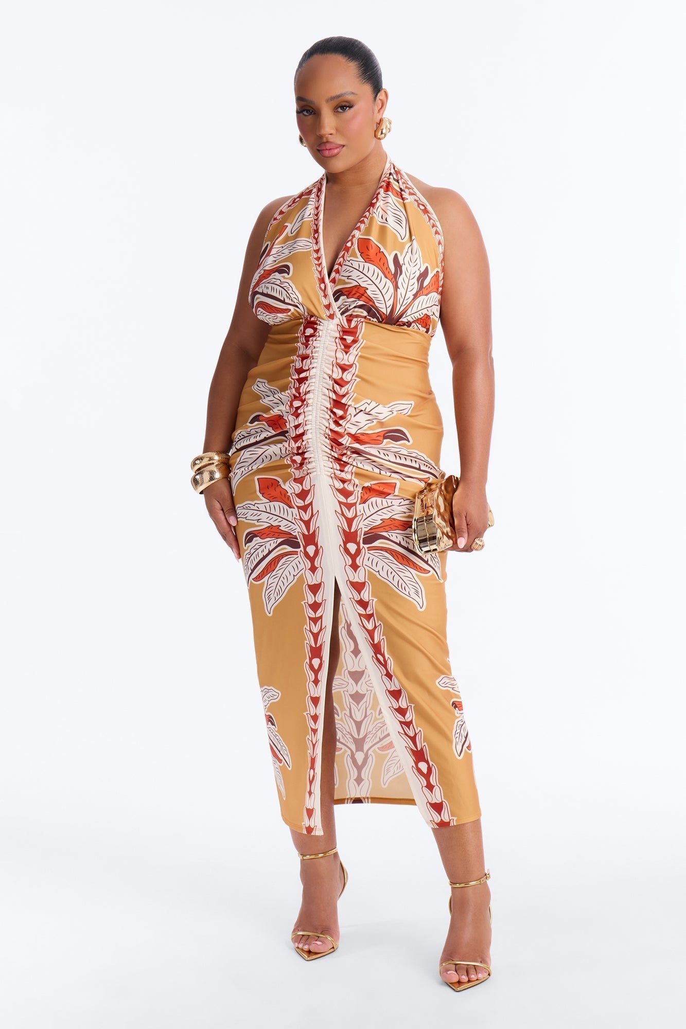 Anita Halter Midi Dress - Orange/combo