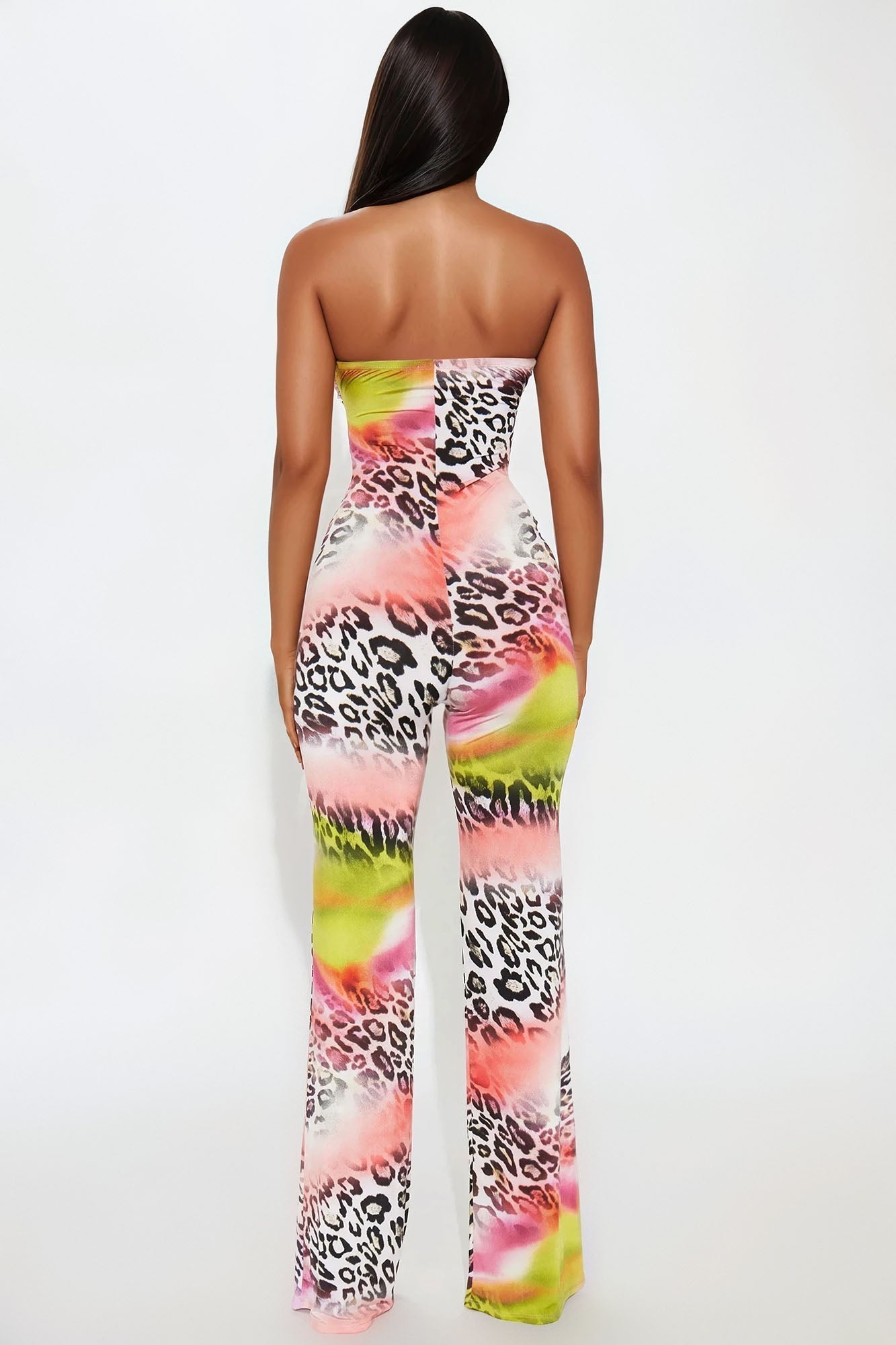 Gemma Animal Print Halter Jumpsuit - Coral/combo