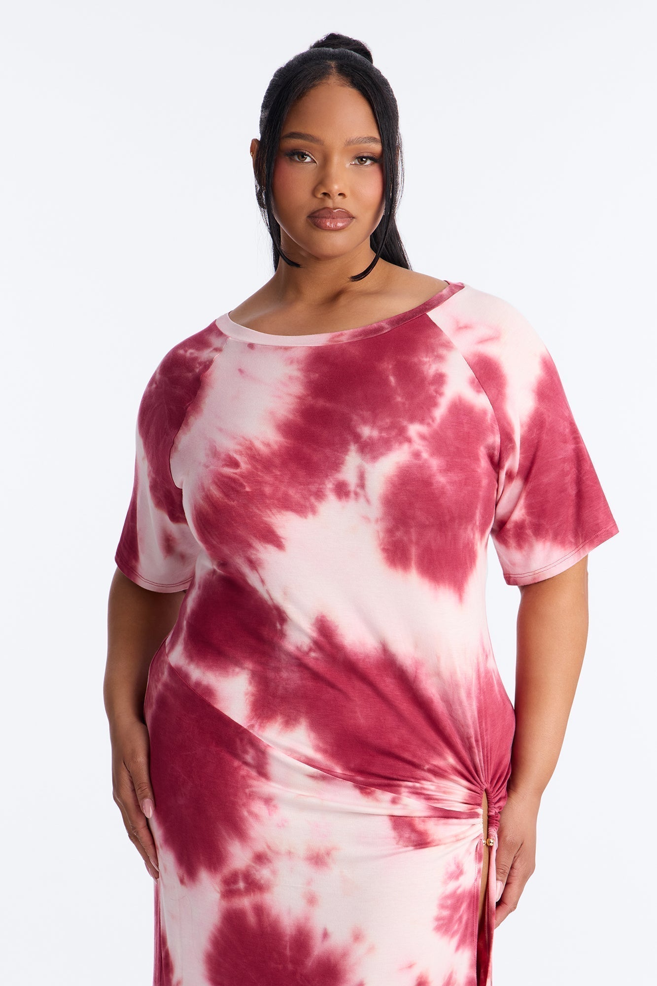 Leilani Tie Dye Maxi Dress - Burgundy/combo