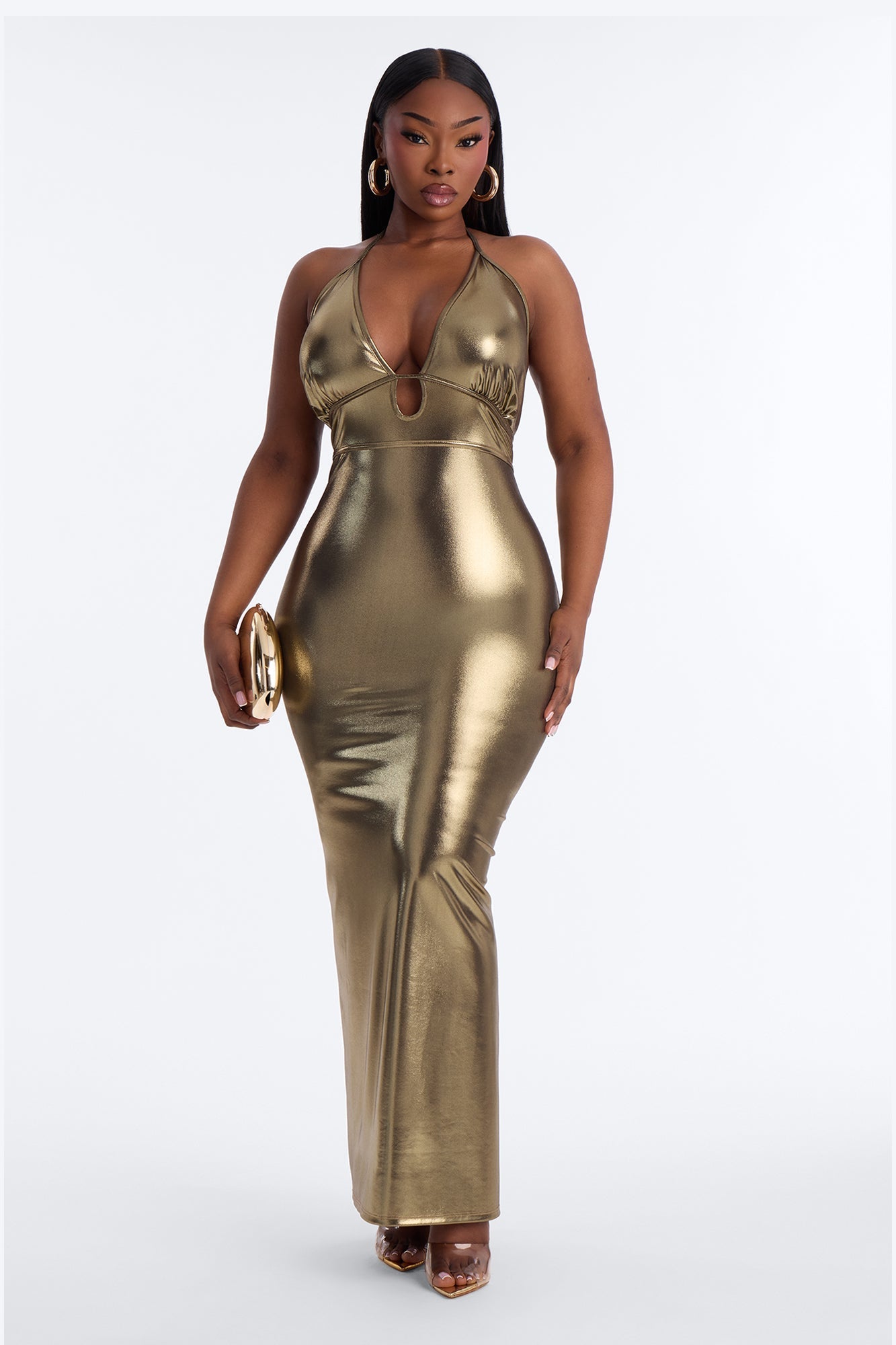 After Dark Metallic Maxi Dress - Gold