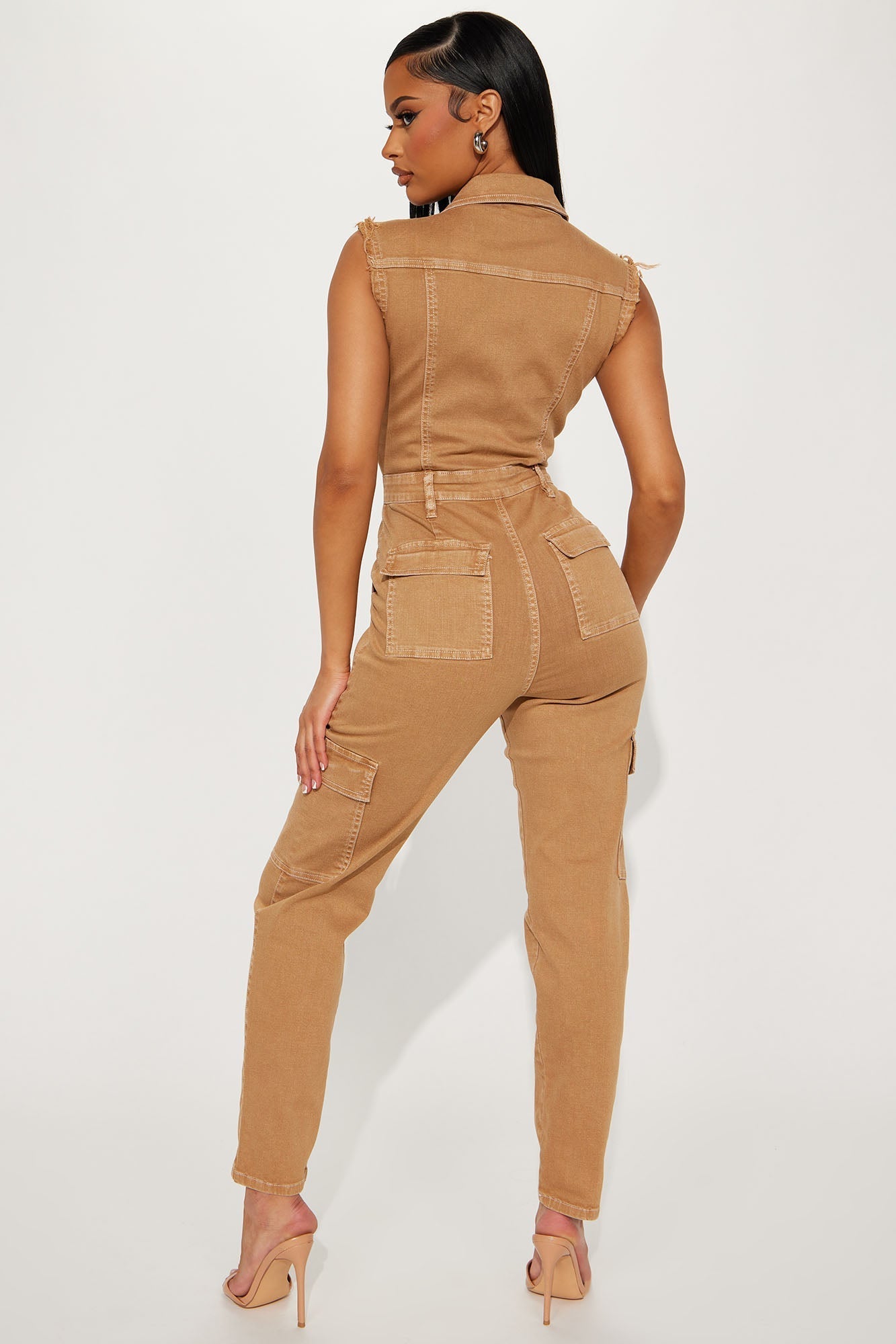 Weekend Love Denim Jumpsuit - Tan