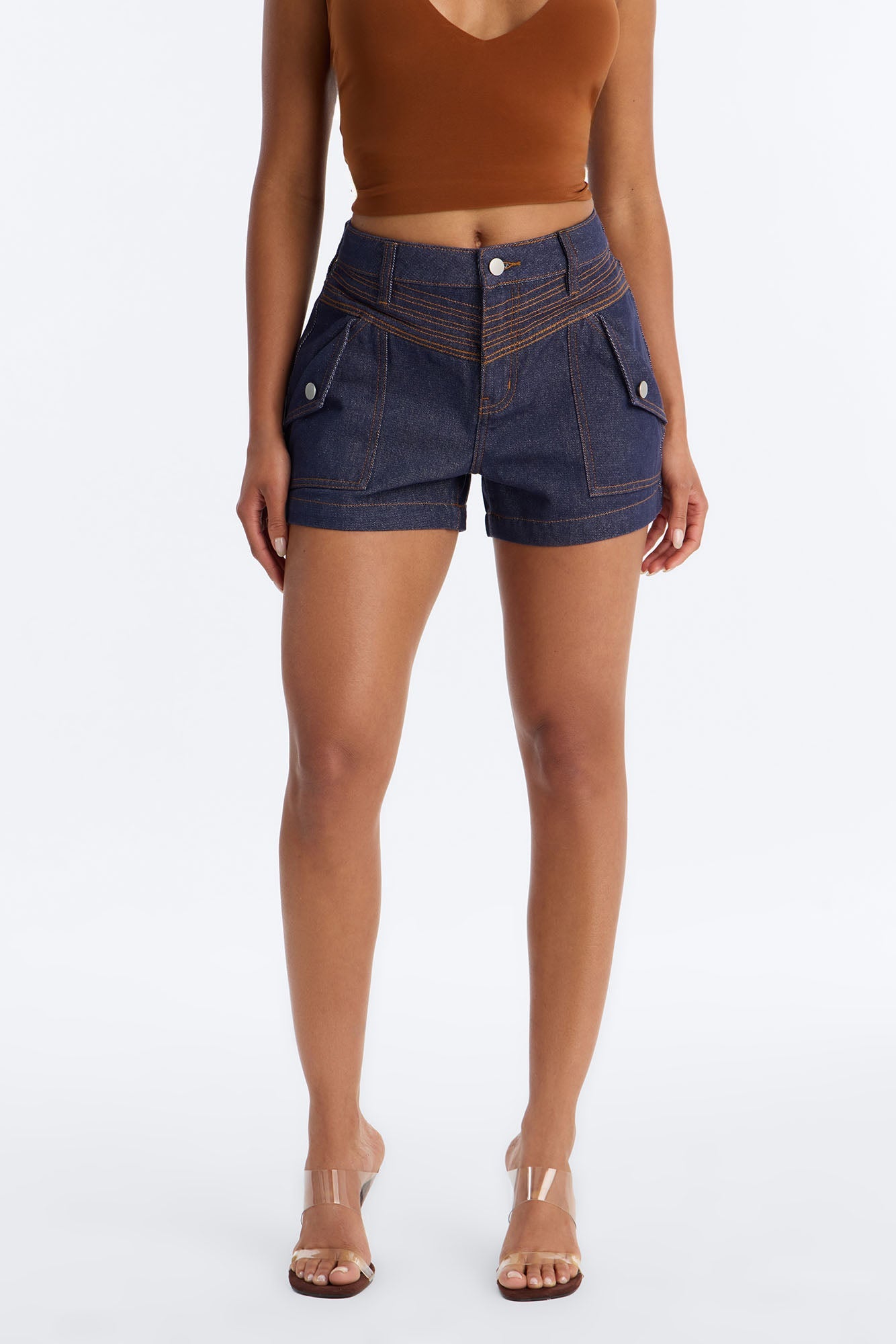 Heatwave Honey High Rise Denim Shorts - Dark Denim