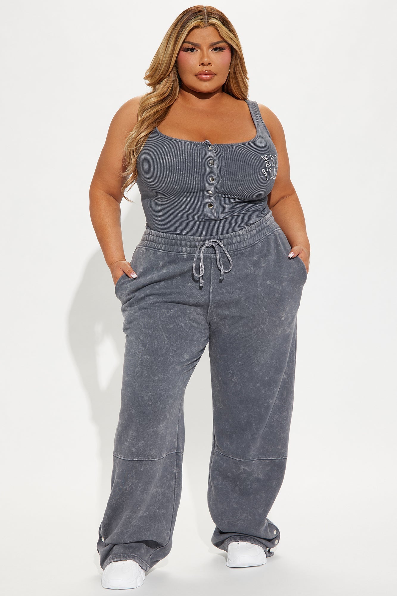 New York Washed Bodysuit - Charcoal