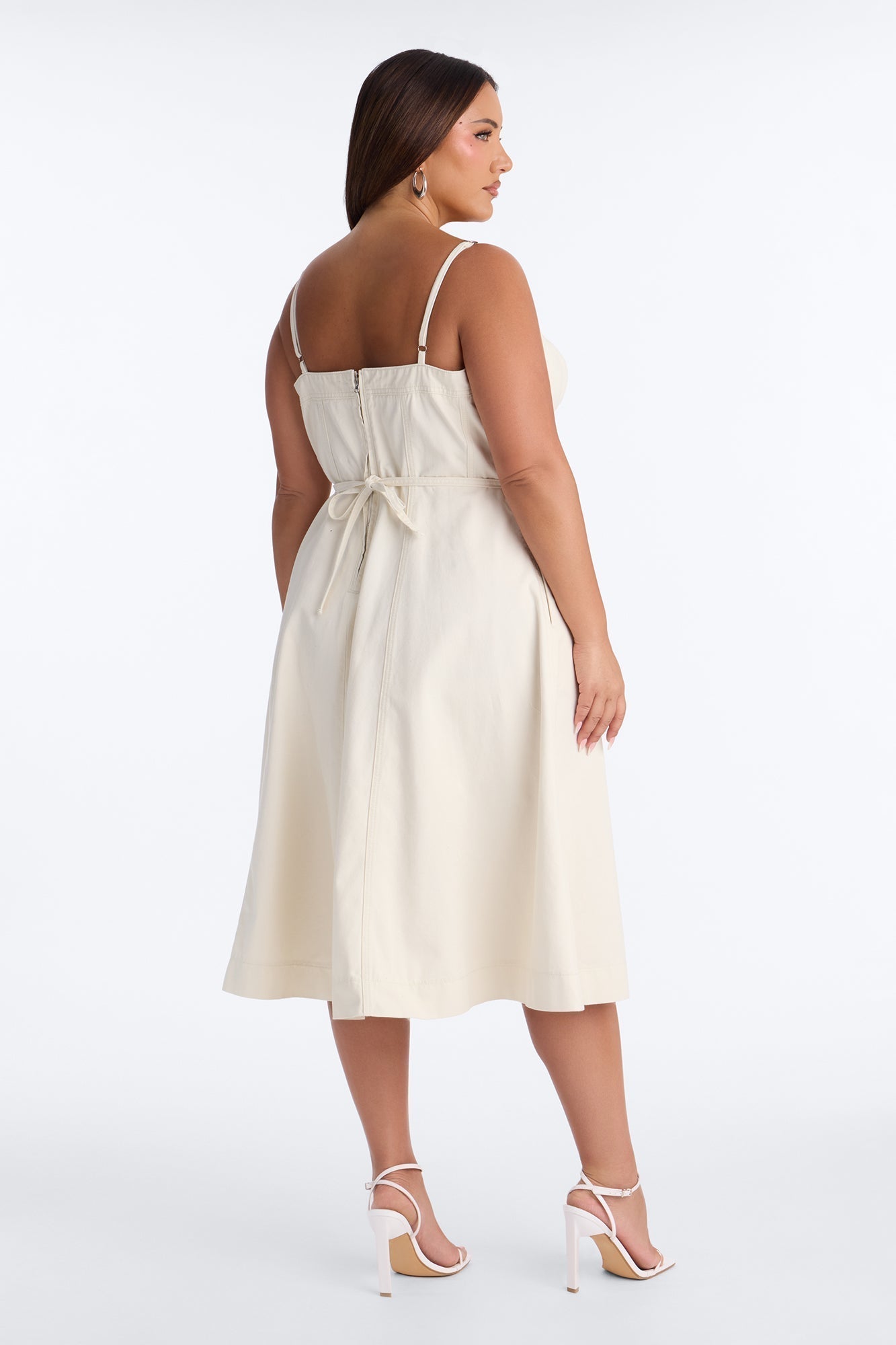 Sweet Chick Denim Midi Dress - White