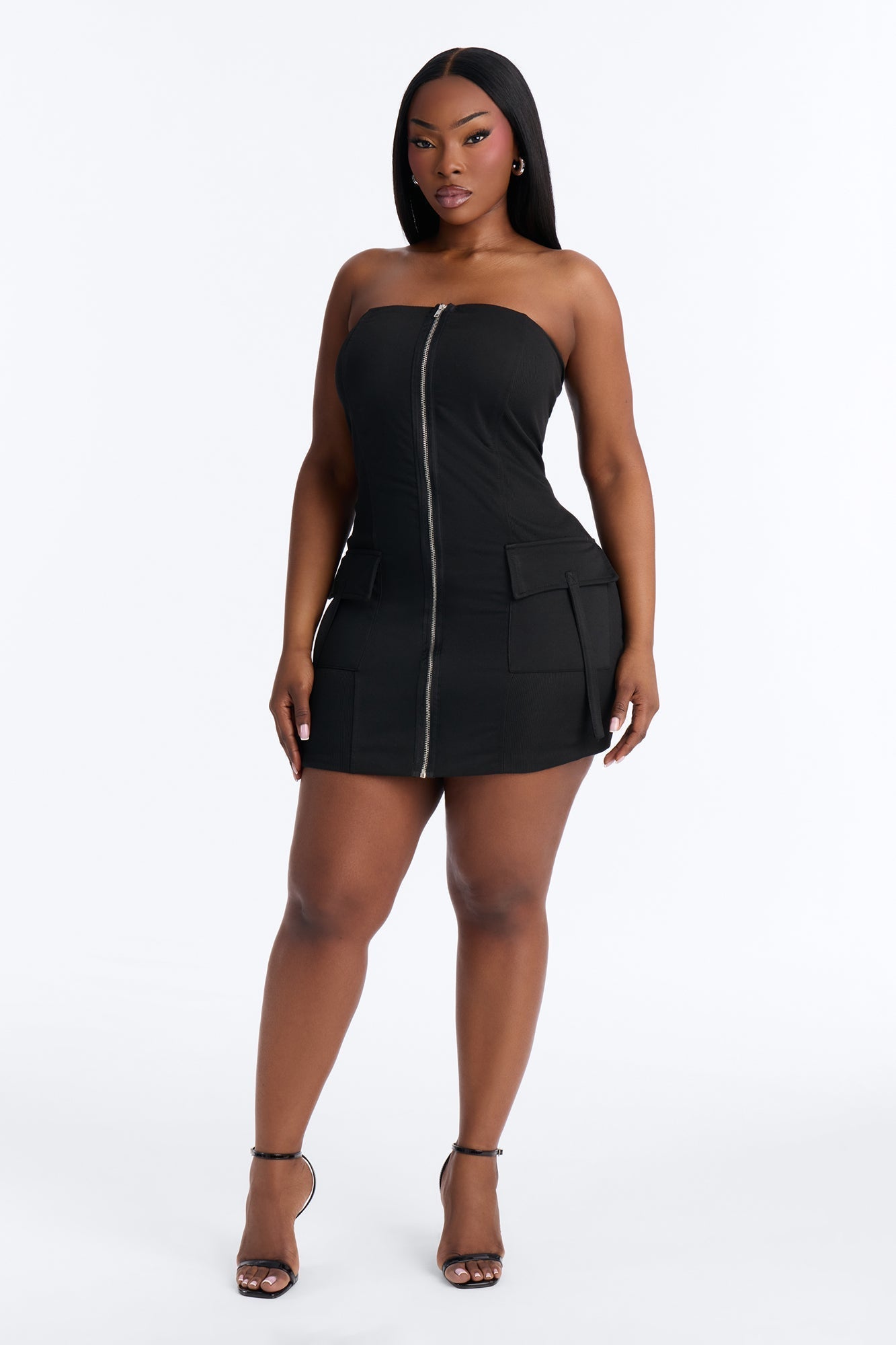 Cara Cargo Strapless Dresses Mini Dress - Black
