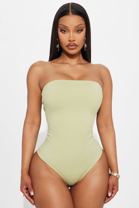 Alli Double Lined Strapless Bodysuit - Sage