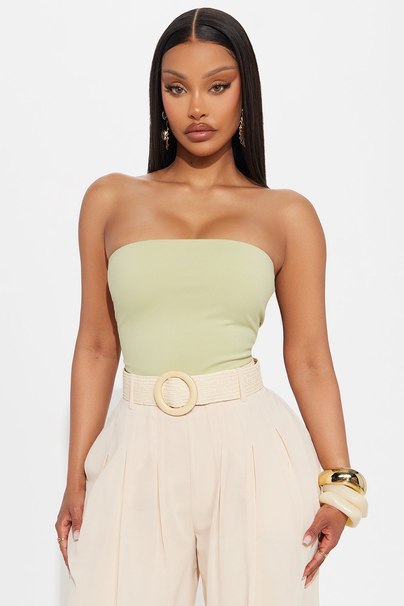 Alli Double Lined Strapless Bodysuit - Sage