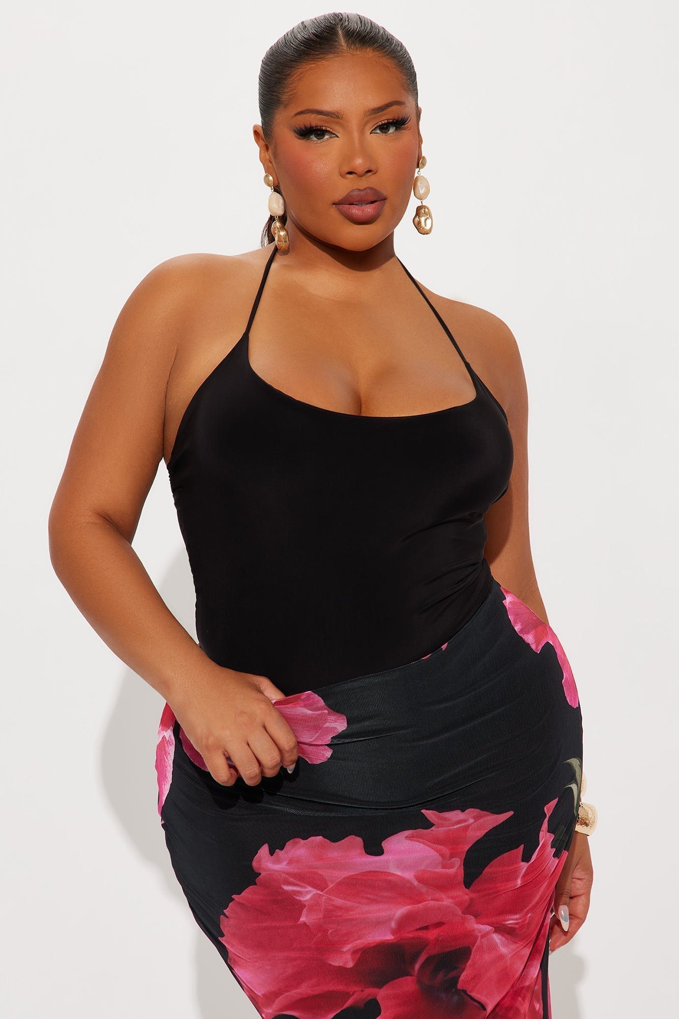 Hotspot Double Lined Backless Halter Bodysuit - Black