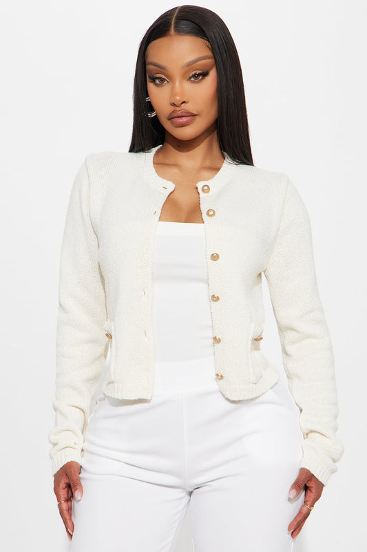 Professionally Chic Cardigan Sweater - Cream