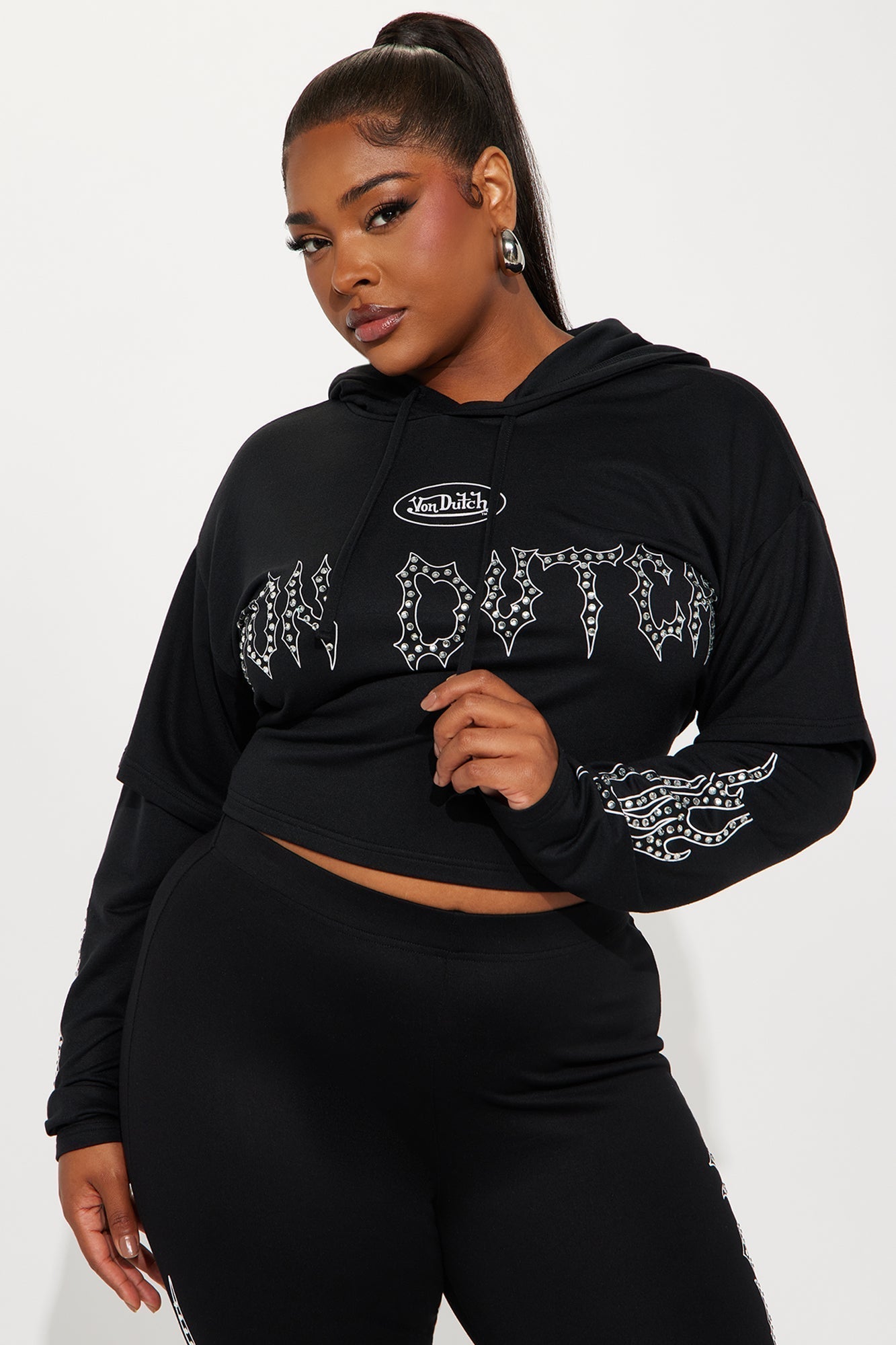 Von Dutch Fire Racer Layered Hoodie - Black