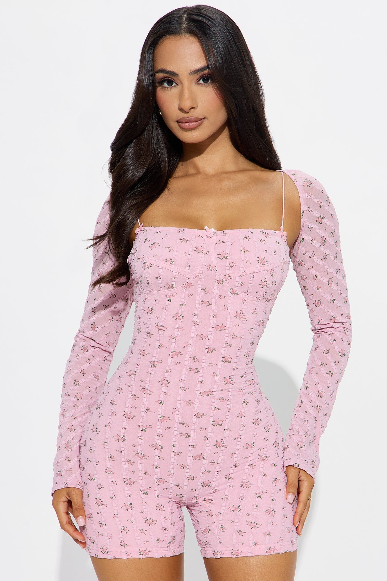 Zephyra Floral Romper Set - Light Pink