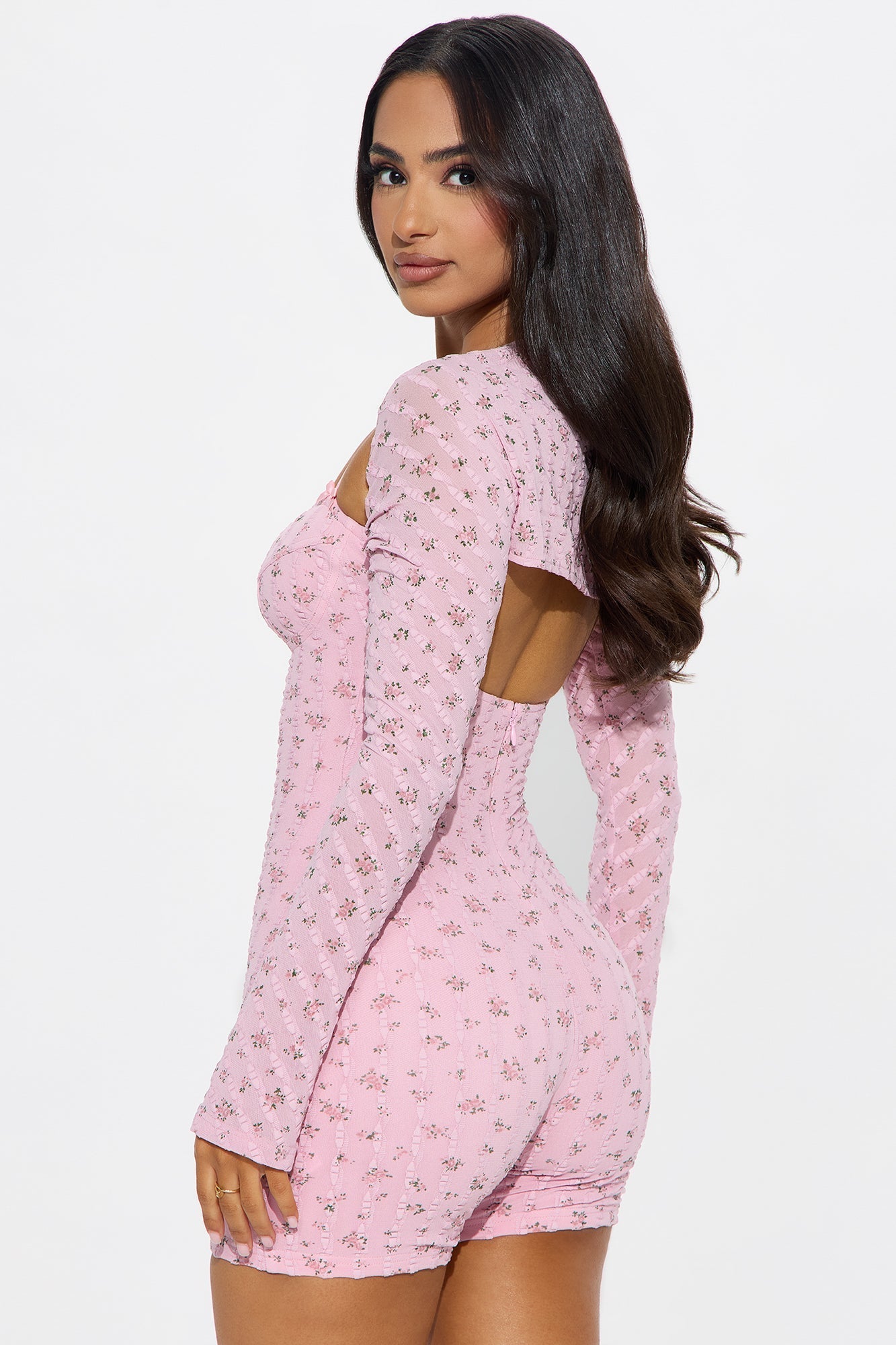 Zephyra Floral Romper Set - Light Pink