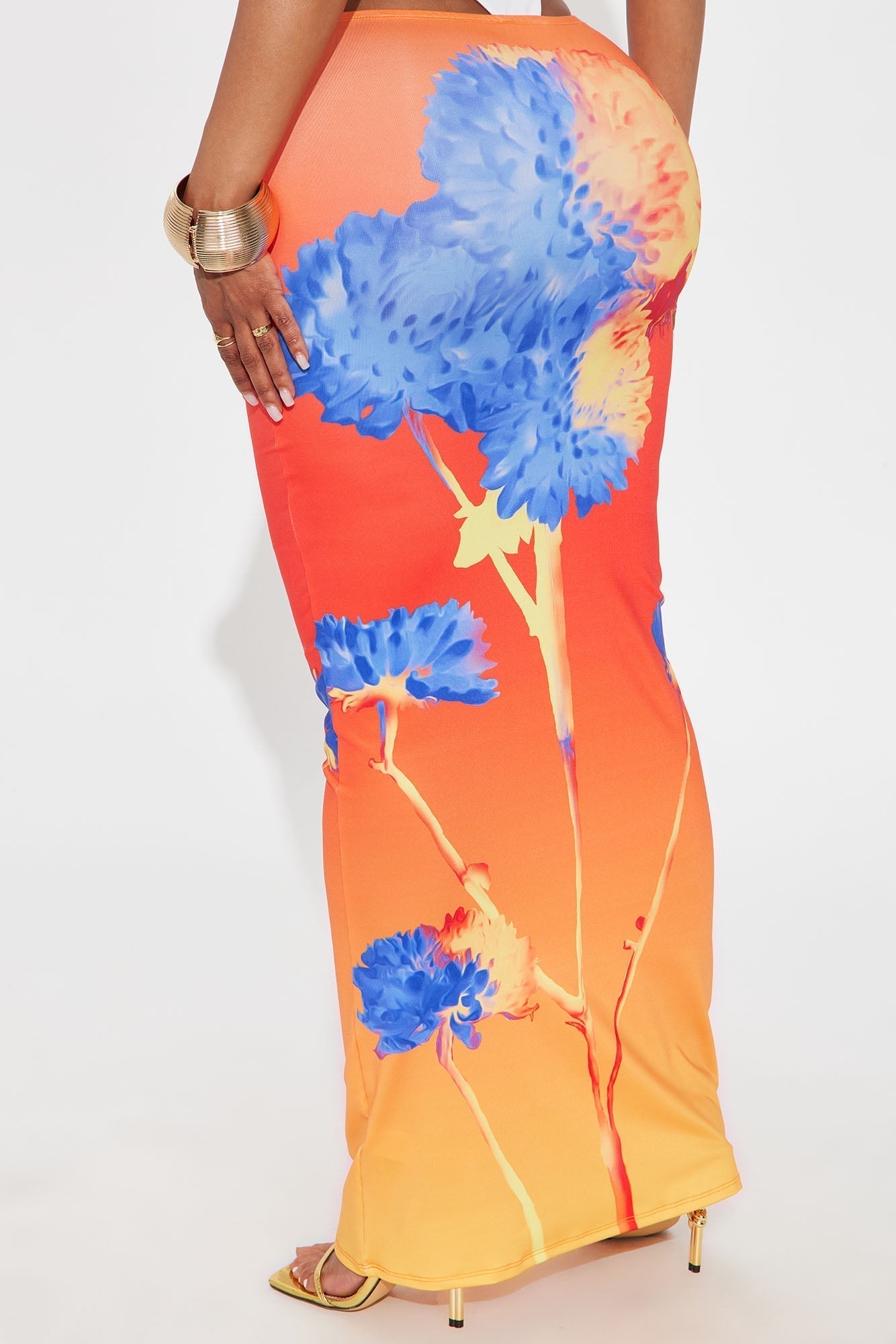 Sunsets In Cabo Floral Maxi Skirt - Orange/combo