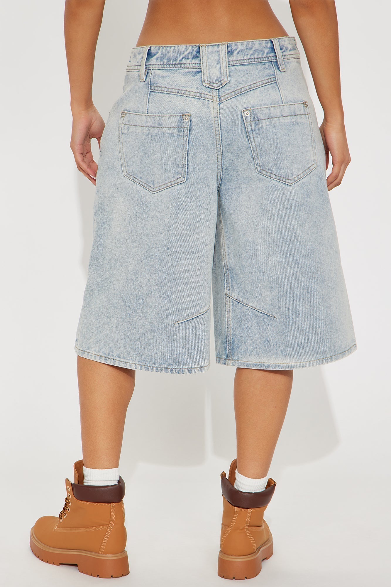 Leonie Non Stretch Denim Jorts - Light Wash