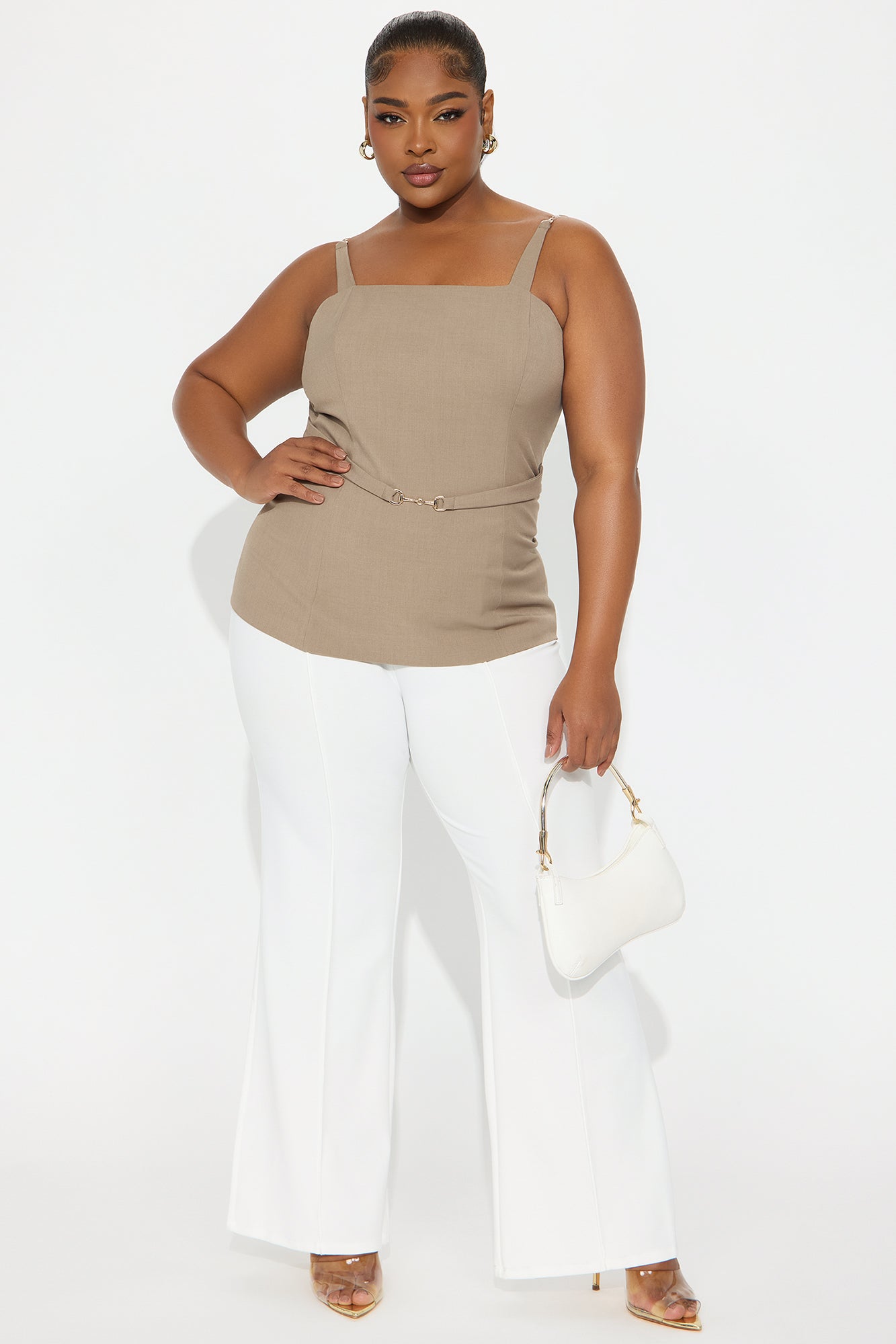 Business Only Belted Top - Taupe