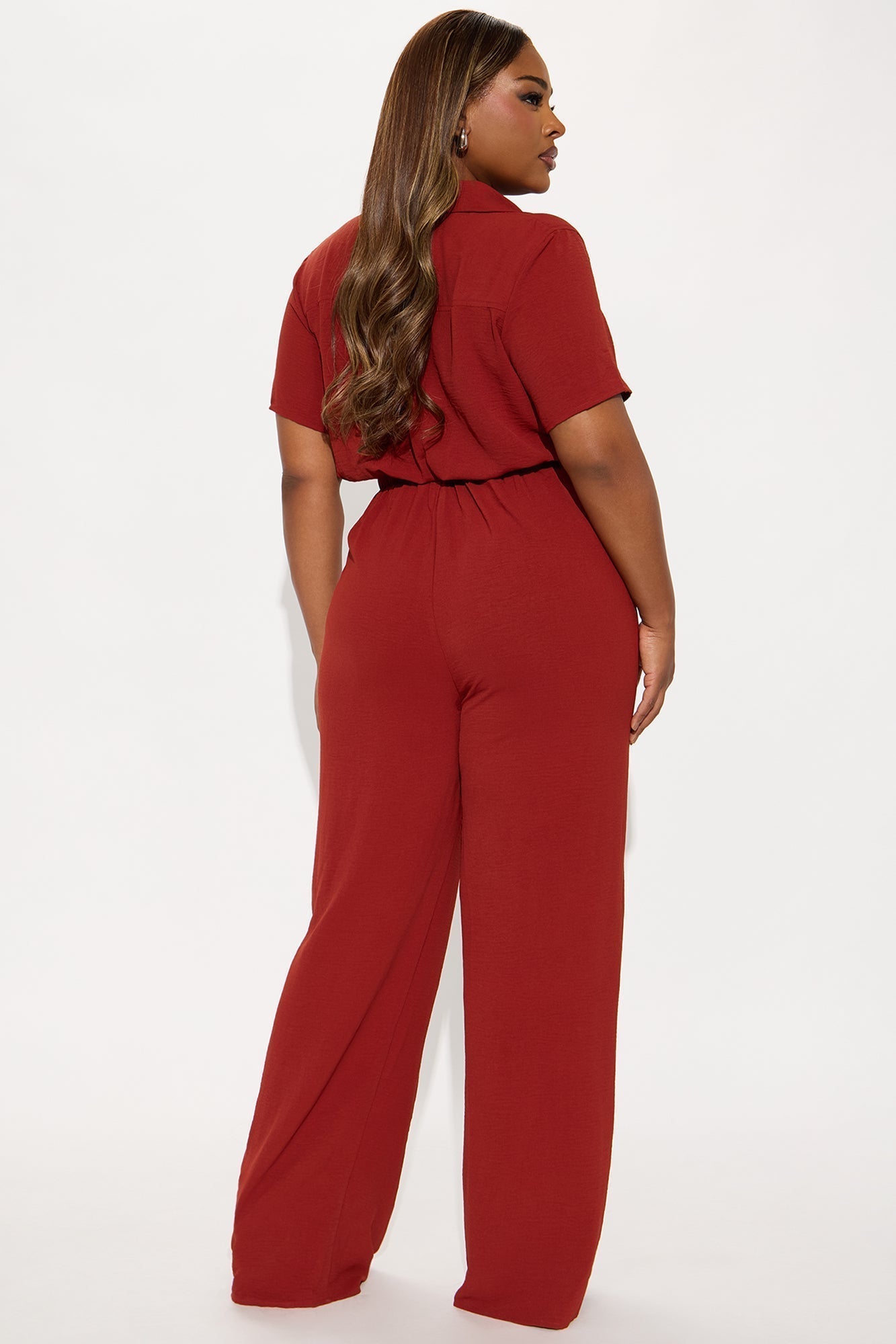 Makenzie Short Sleeve Jumpsuit - Rust