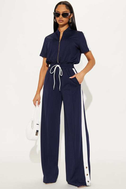 Lianna Short Sleeve Jumpsuit - Navy