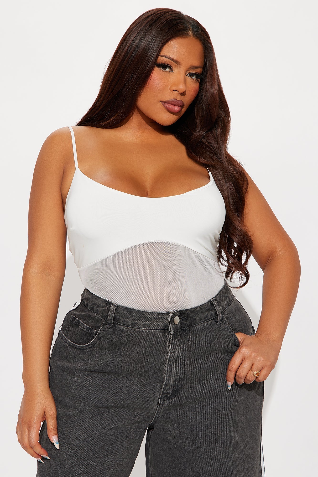 Calypso Sheer Mesh Bodysuit - White