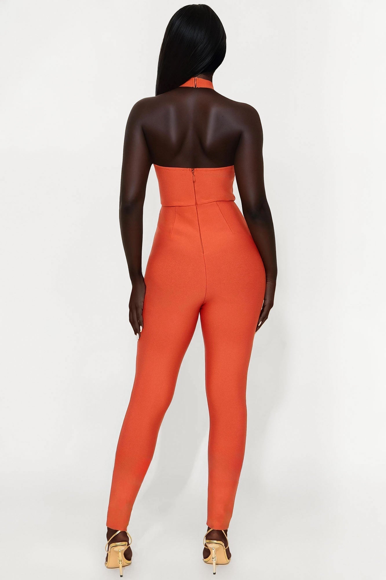 Fiona Halter Bandage Jumpsuit - Cognac