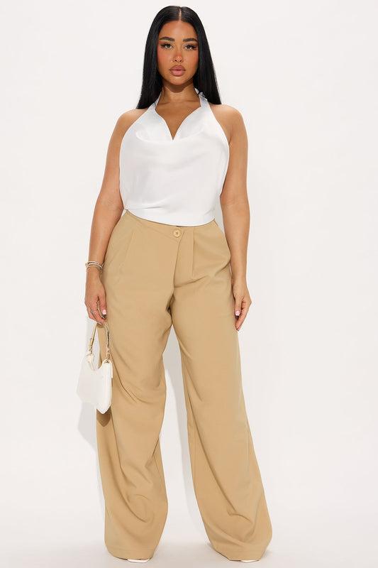 Eyes On The Prize Halter Jumpsuit - Taupe/combo