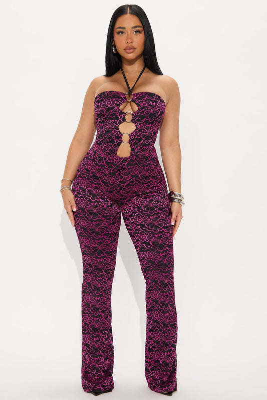 One More Night Lace Jumpsuit - Black/combo
