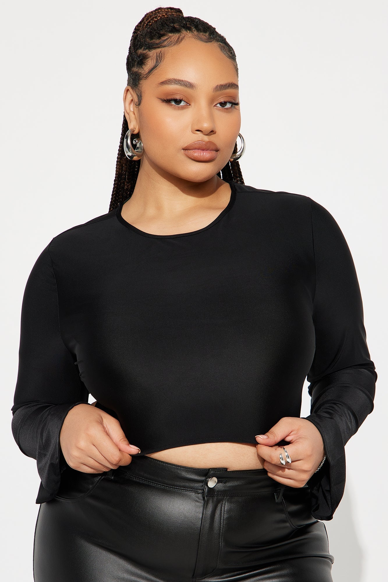 For The Ride Long Sleeve Backless Top - Black