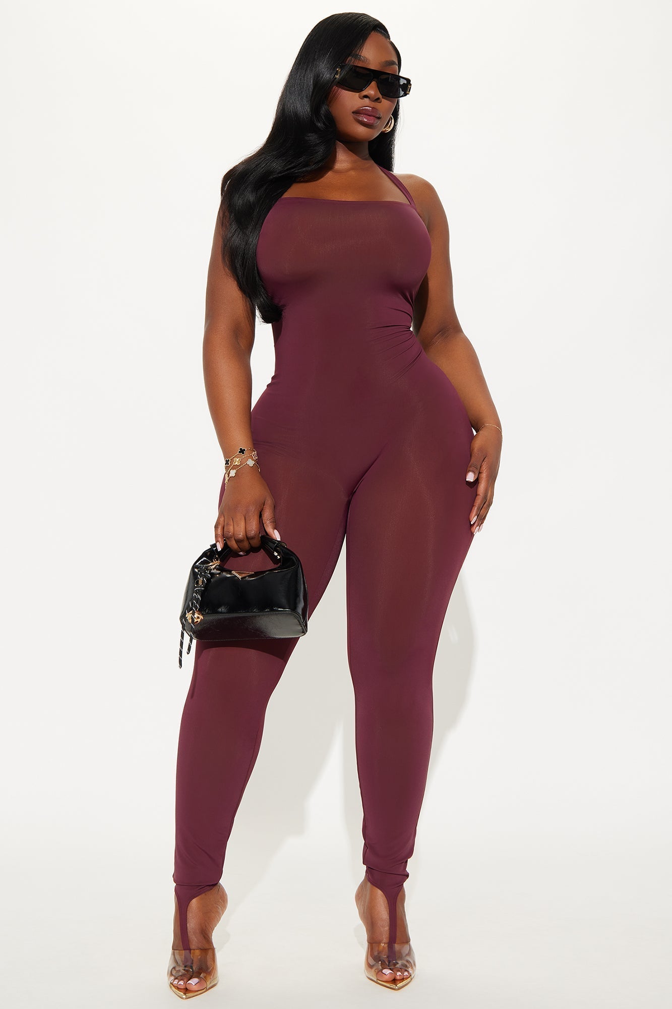 Lead The Way Halter Jumpsuit - Burgundy