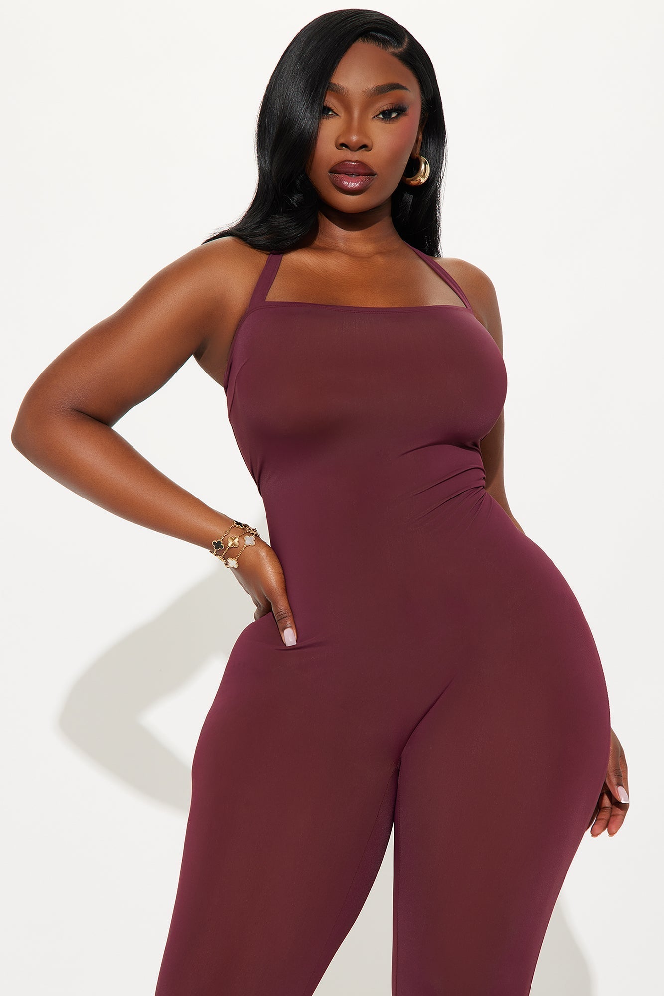 Lead The Way Halter Jumpsuit - Burgundy
